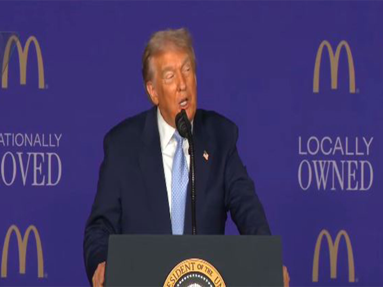 US President Donald Trump addresses the McDonald’s Impact Summit in Washington. (Image Source: The White House/YouTube)