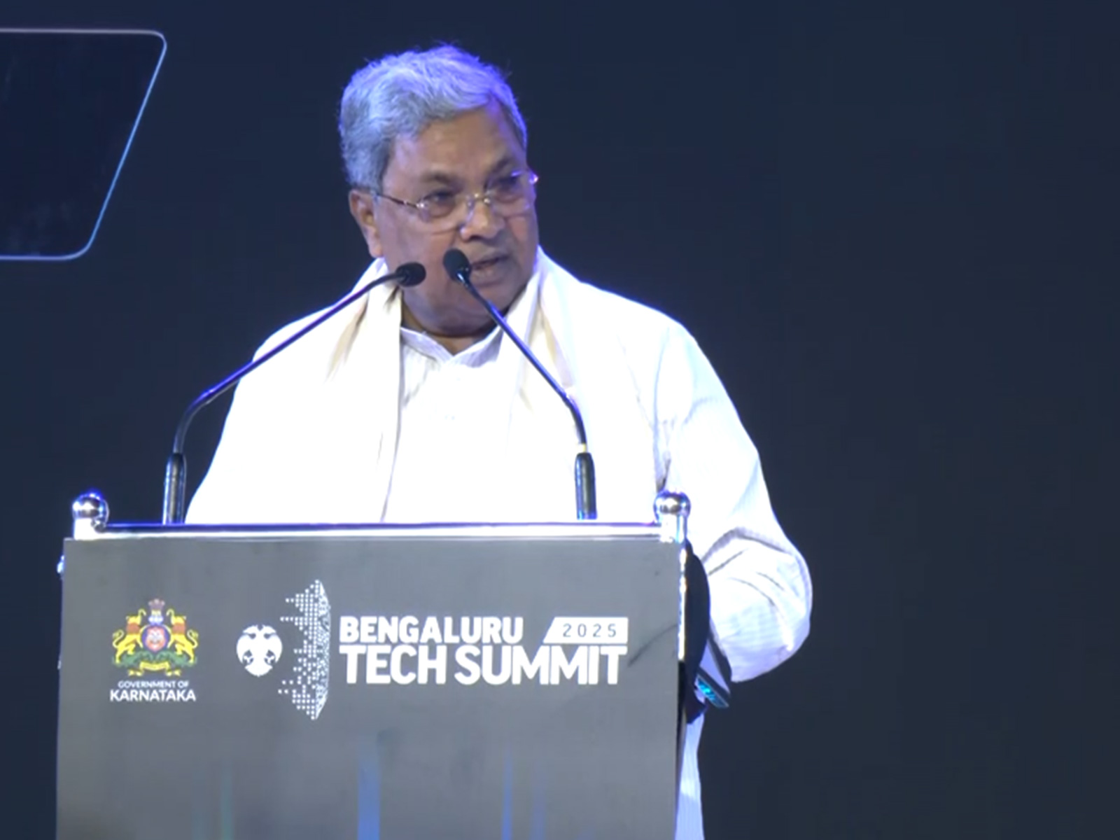 Karnataka CM Siddaramaiah during the inauguration ceremony of Bengaluru Tech Summit 2025. (Photo/ANI)