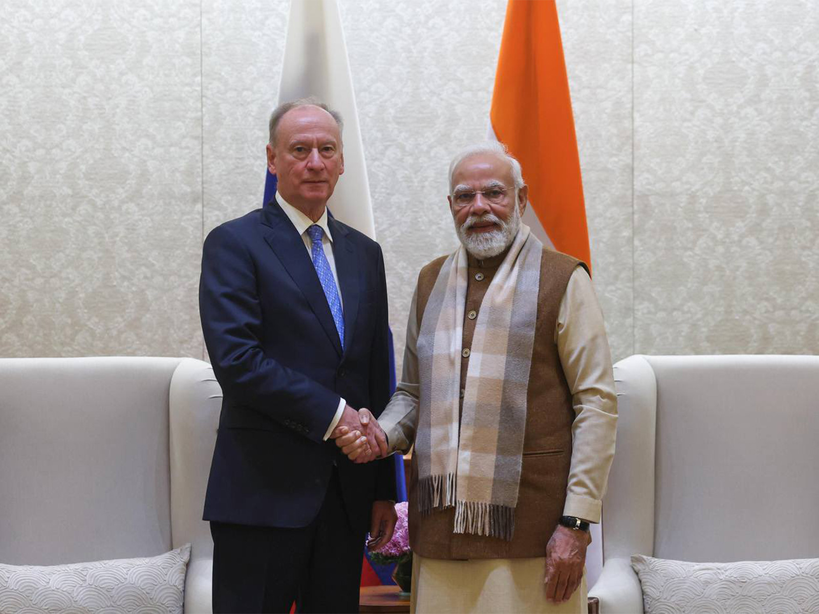 Prime Minister Narendra Modi with Nikolai Patrushev, aide to Russian President Vladimir Putin (Photo/X@RusEmbIndia)