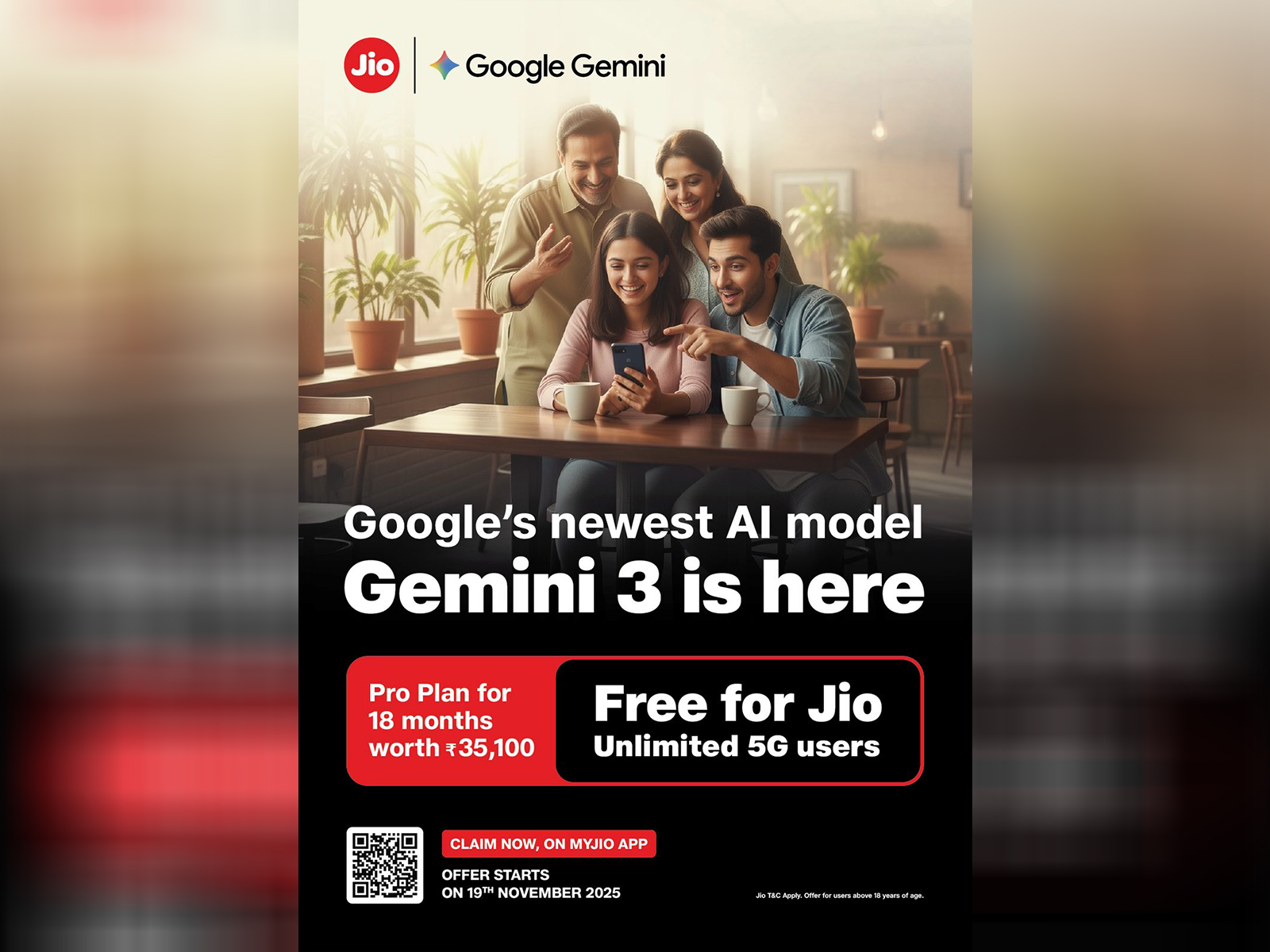 Jio Unlimited 5G users to get free Jio Gemini Pro, including Google's latest Gemini 3 model (Image: Jio)