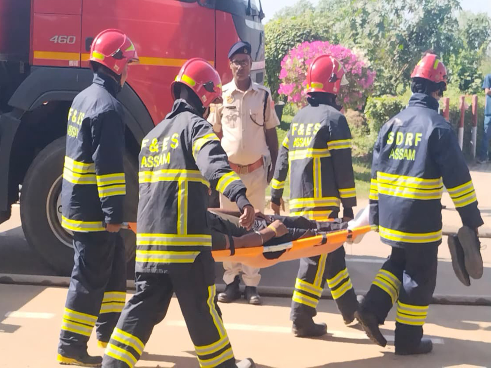 Mock drill tests emergency preparedness at Guwahati’s LGBI Airport (Photo/ANI)