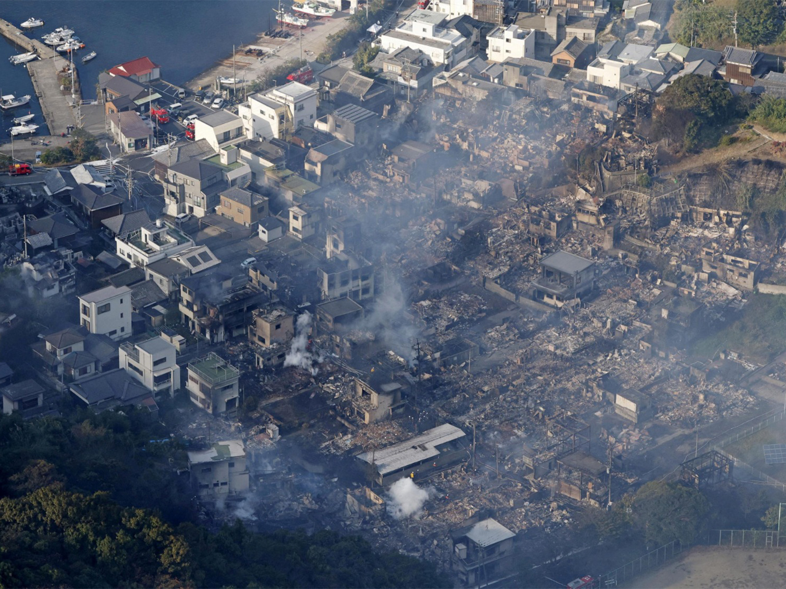 Buildings damaged in massive fire in Japan's Oita (Photo/Reuters)