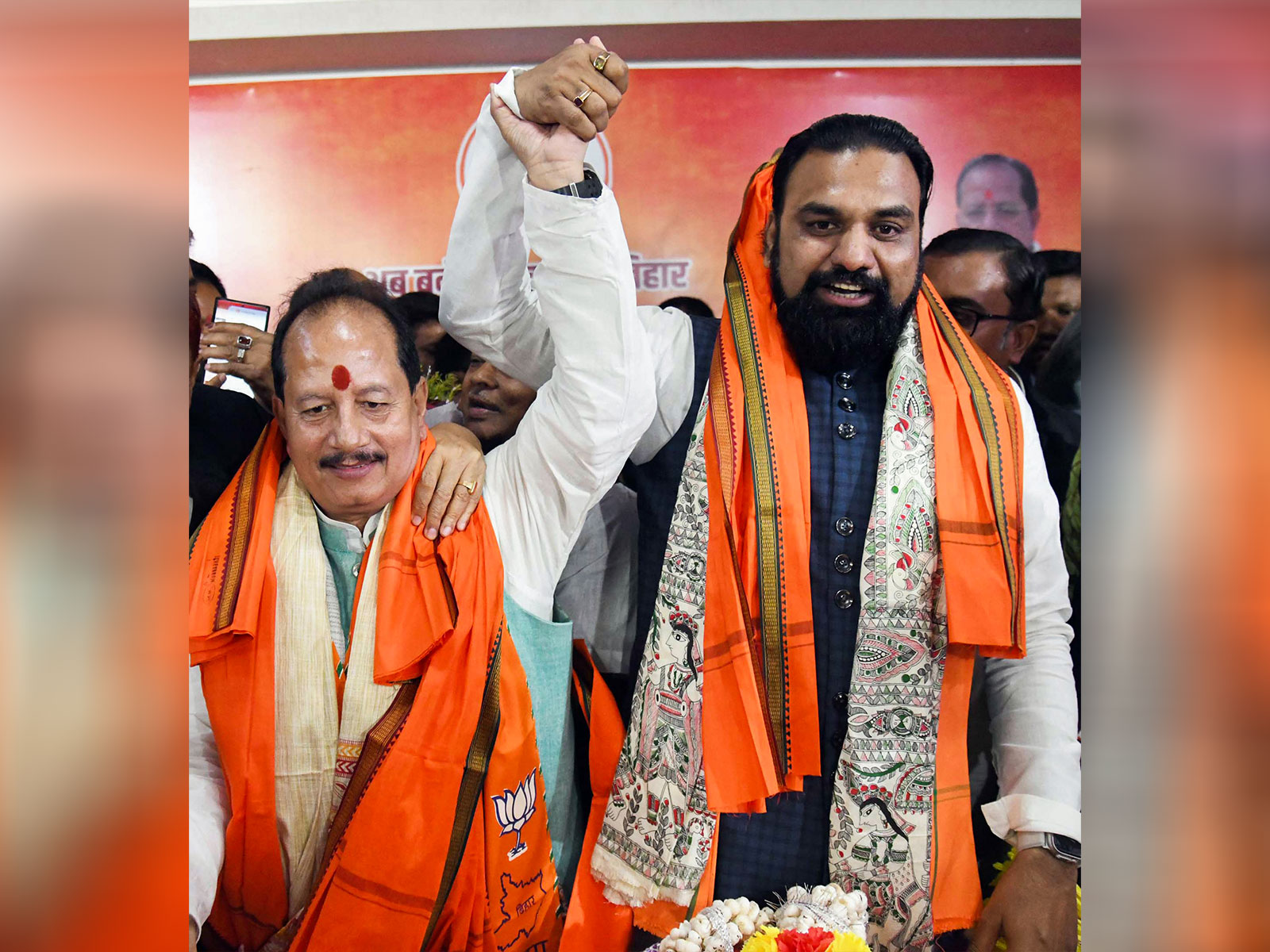 BJP leader Samrat Choudhary and Vijay Kumar Sinha (Photo/ANI)