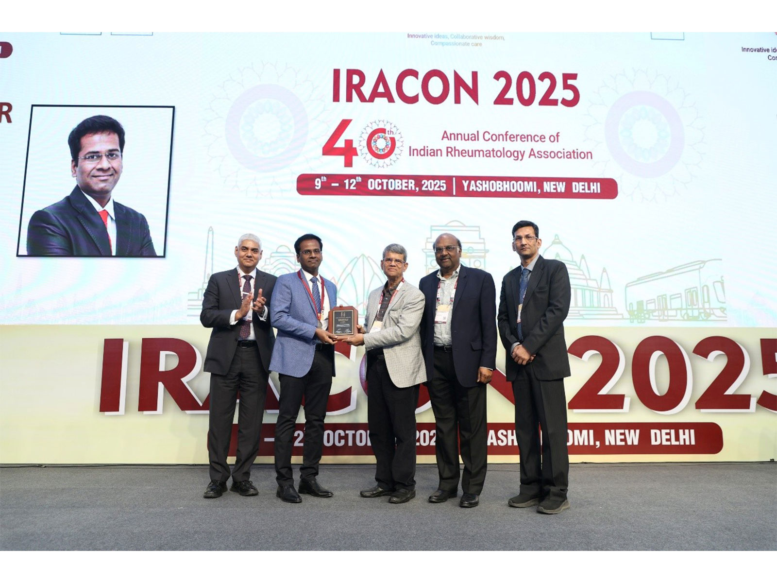 Dr Sham, Rheumatologist receiving the Kolkon Oration by Indian Rheumatology Association, West Bengal Chapter