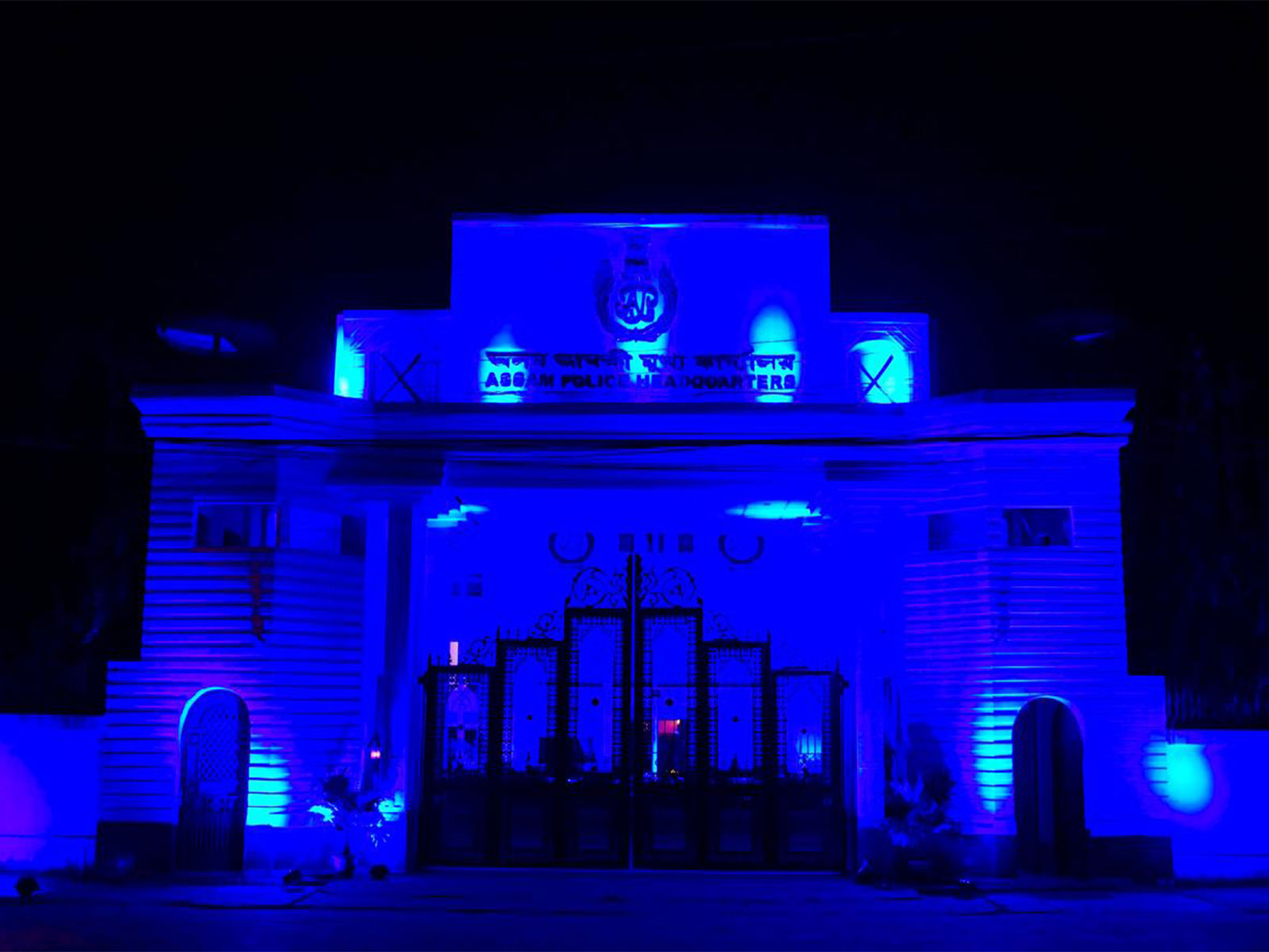 Assam Police headquarters lit in blue to mark World Children’s Day (Photo/ANI)