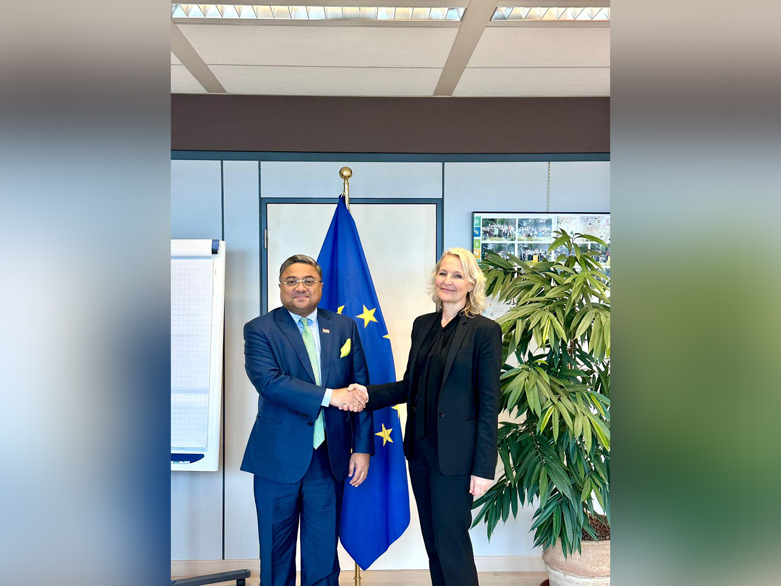 MEA Secretary (West) Sibi George met with Directorate-General for Energy, European Commission, Ditte Juul Jorgensen.( @MEAIndia) MEA Secretary (West) Sibi George met with Directorate-General for Energy, European Commission, Ditte Juul Jorgensen.( @MEAIndia)