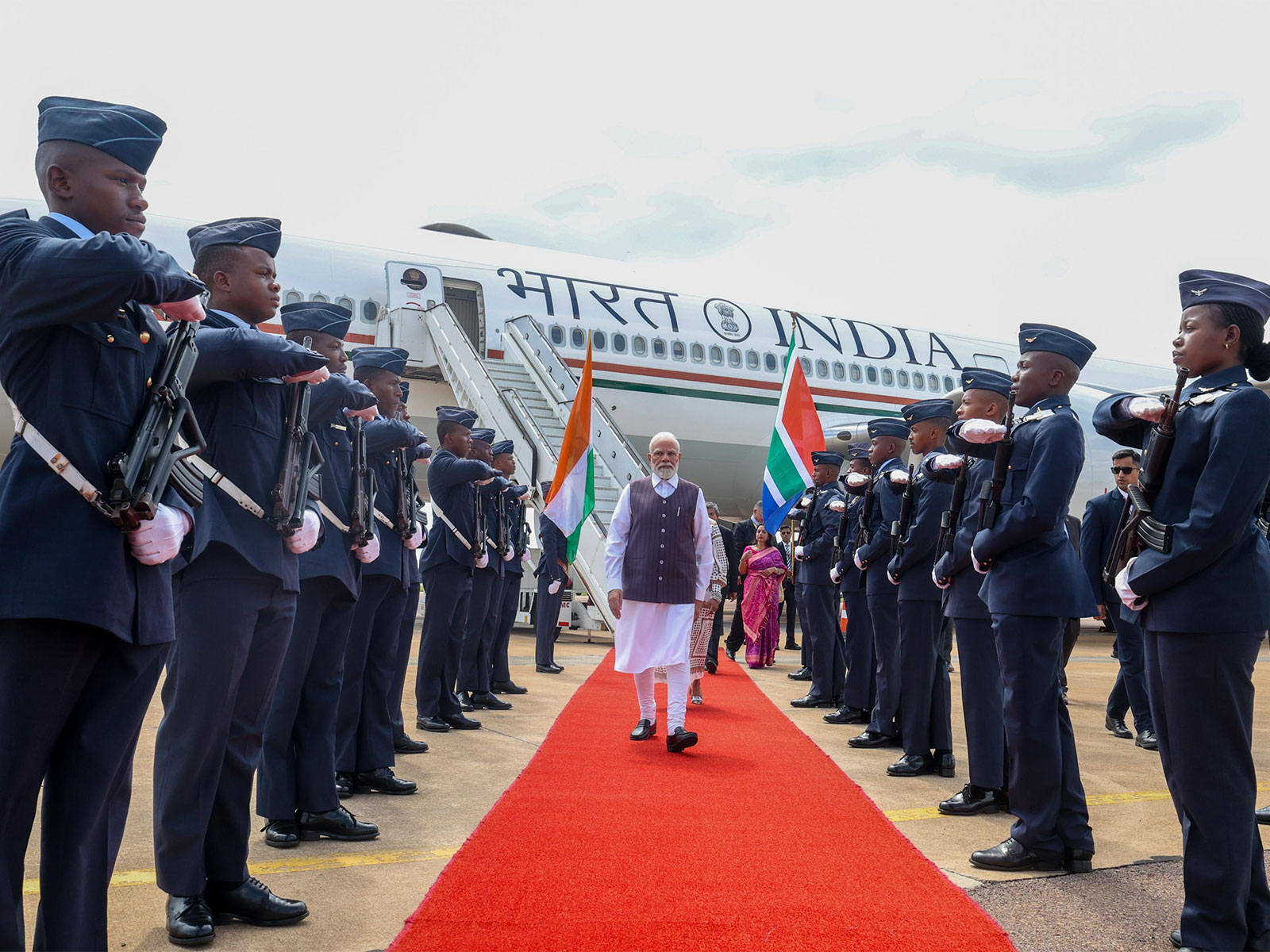 PM Modi was accorded a warm welcome on his arrival in South Africa for the G20 Summit 