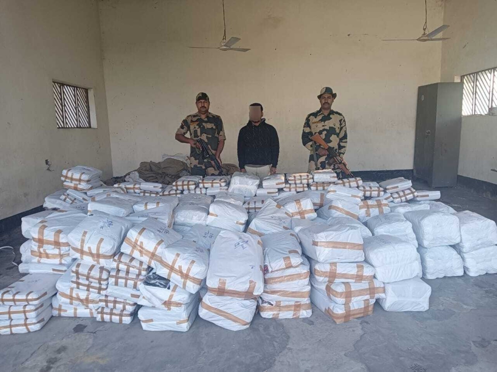 BSF and Customs teams during the seizure of smuggled goods in Tripura (Photo/BSF Tripura)