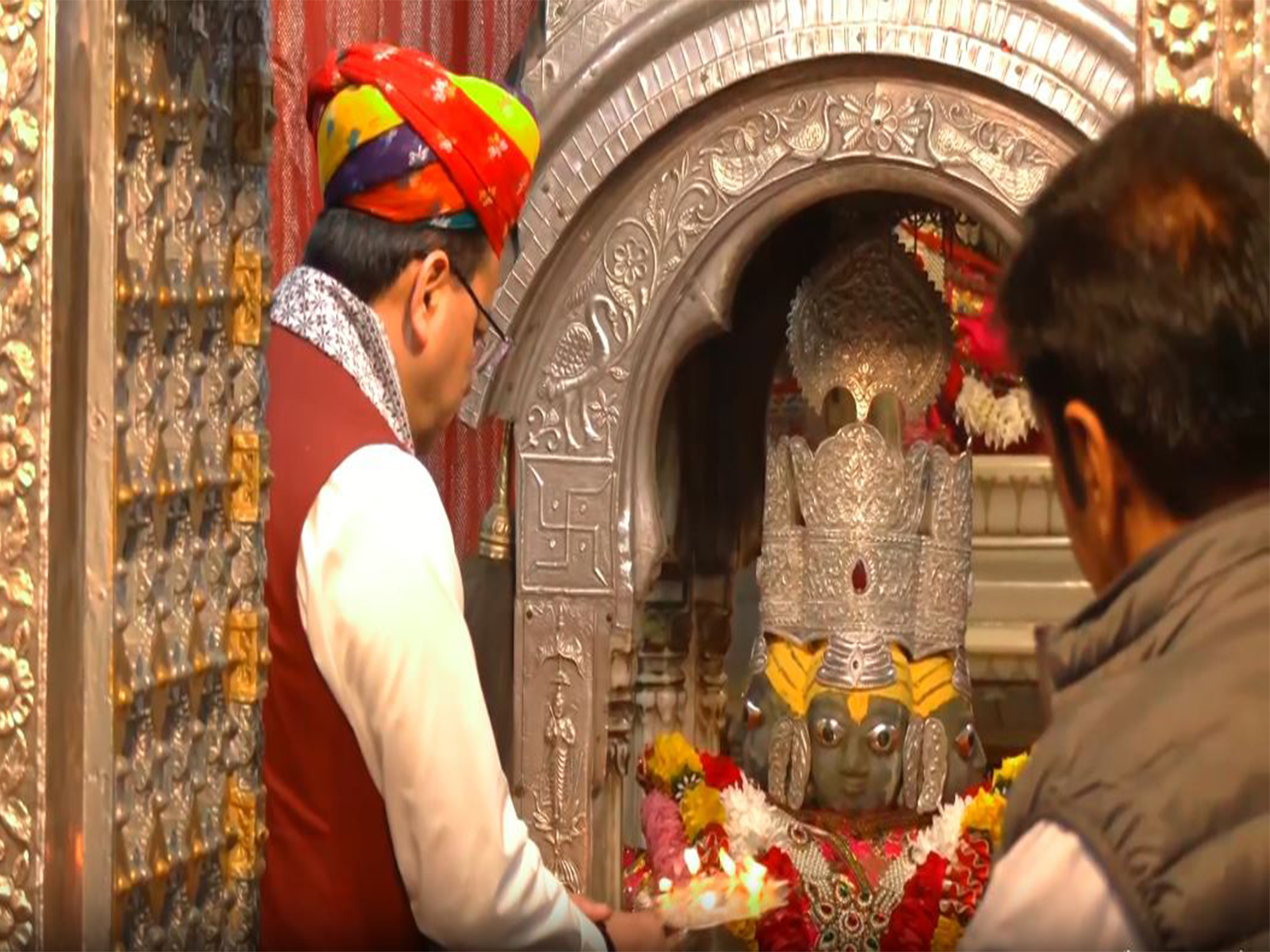 Uttarakhand Chief Minister Pushkar Singh Dhami offers prayers at the Brahma Temple in Pushkar. (Photo/ANI)