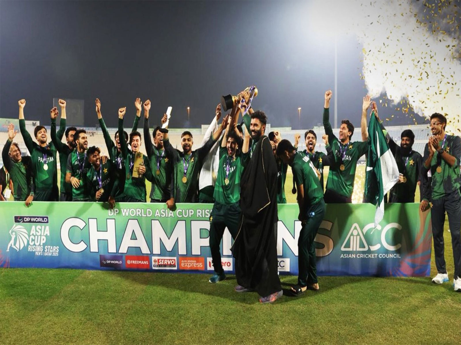 Pakistan Shaheens celebrating with the title. (Photo: @ACCMedia1 X)