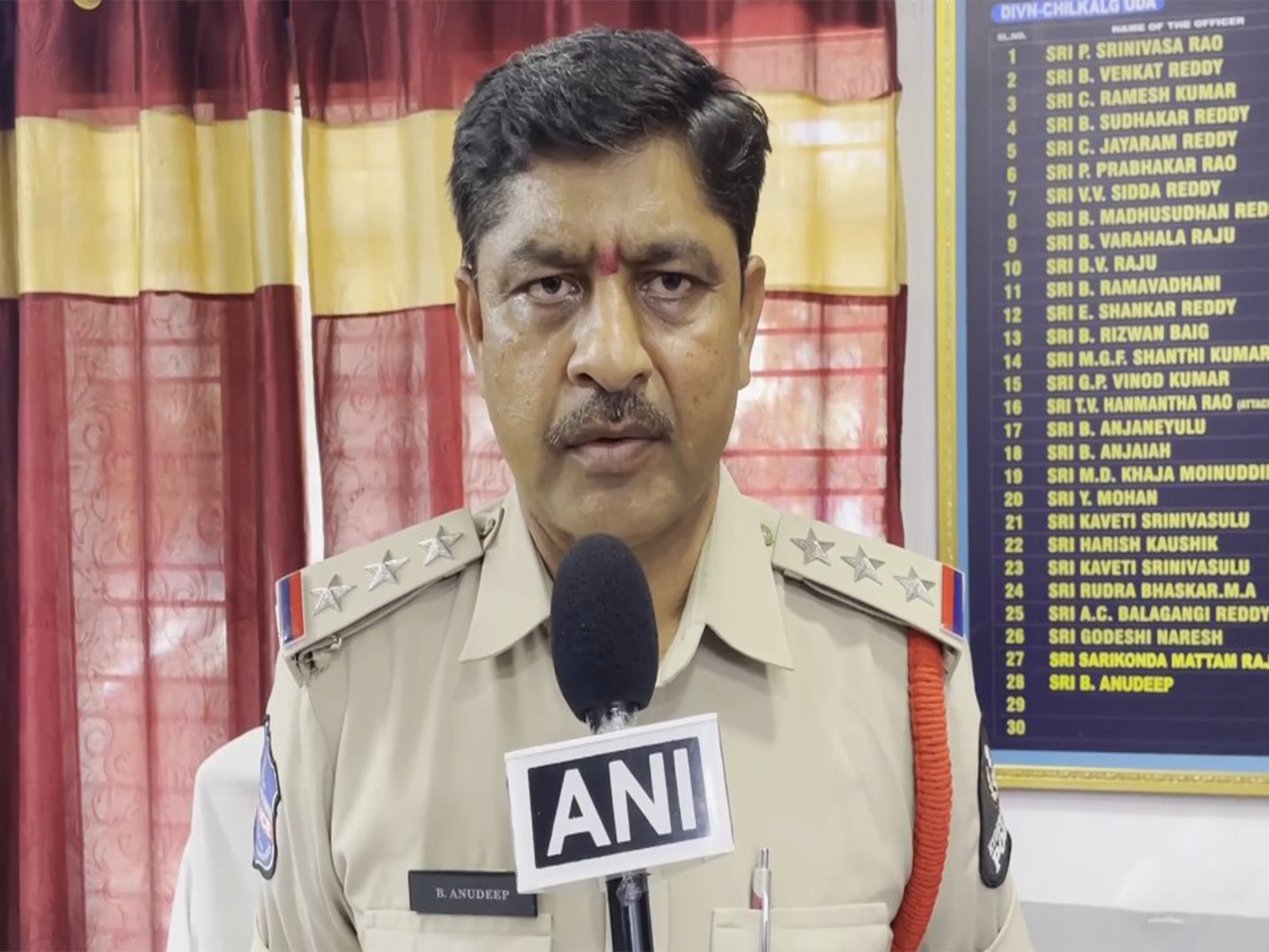 B Anudeep, Inspector of Chilkalguda police station, Hyderabad (Photo/ANI)