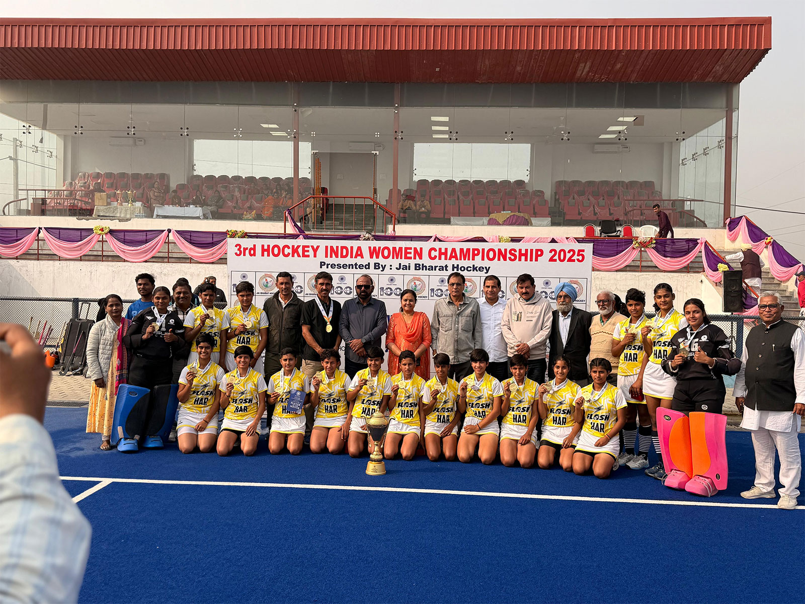 HAR Hockey Academy lifting Hockey India Junior, Sub-Junior Women Academy Championship 2025 (Image: HI)