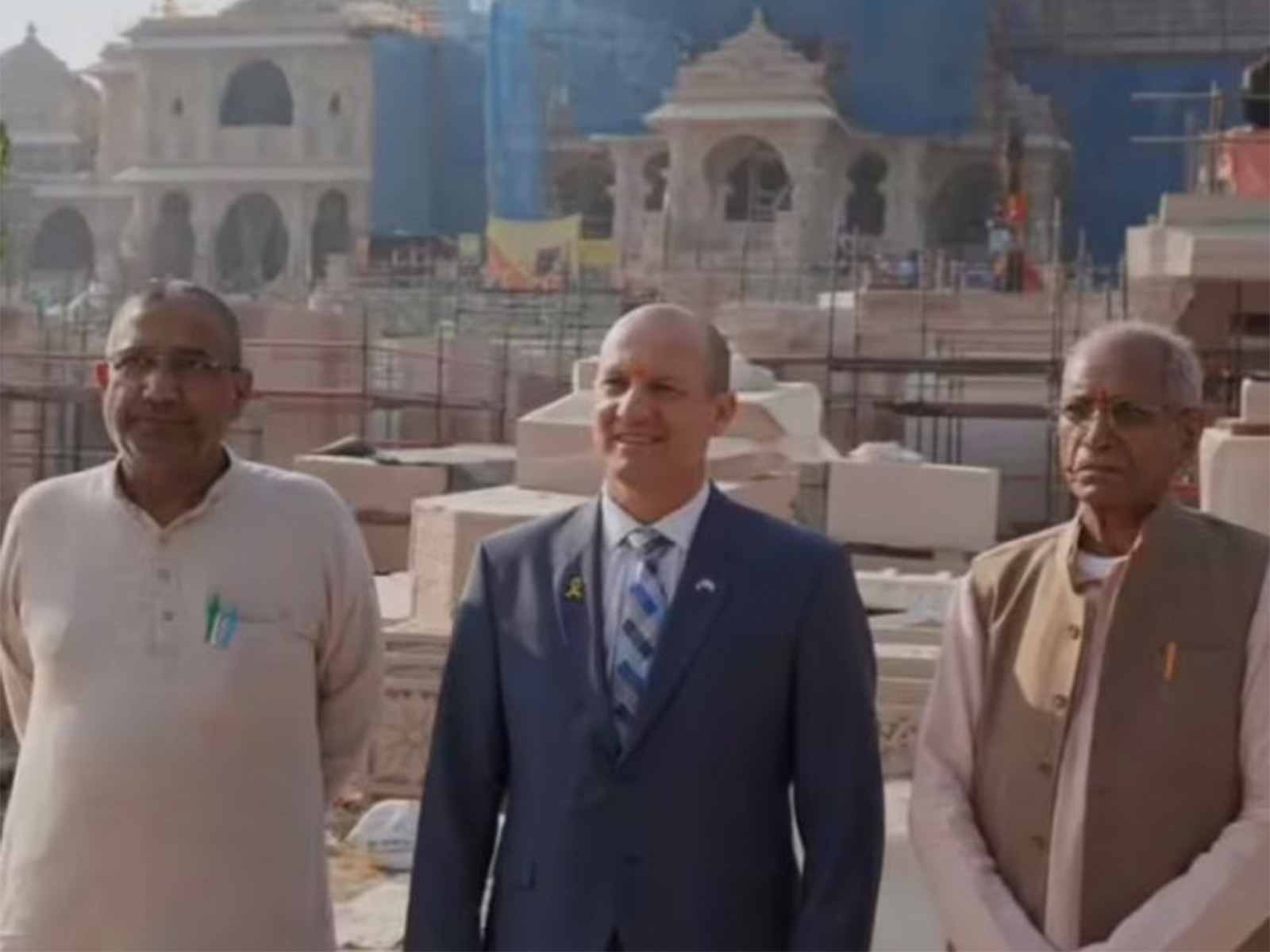 Israeli Ambassador at the Ram Mandir site during its construction (Photo/X@ReuvenAzar)
