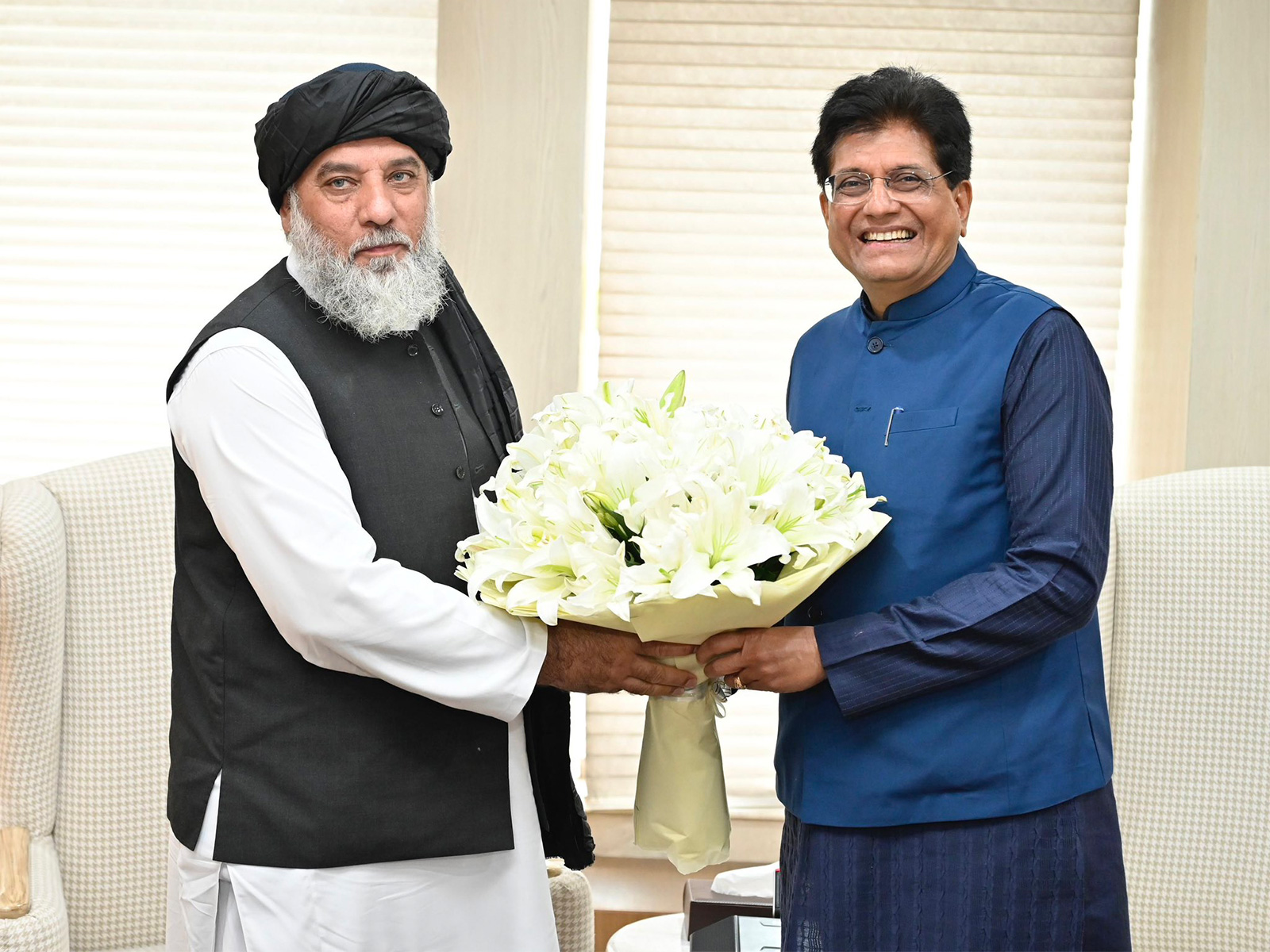 Alhaj Nooruddin Azizi, Afghan Minister of Industry and Commerce with Commerce and Industry Minister Piyush Goyal (Photo: X@PiyushGoyal)