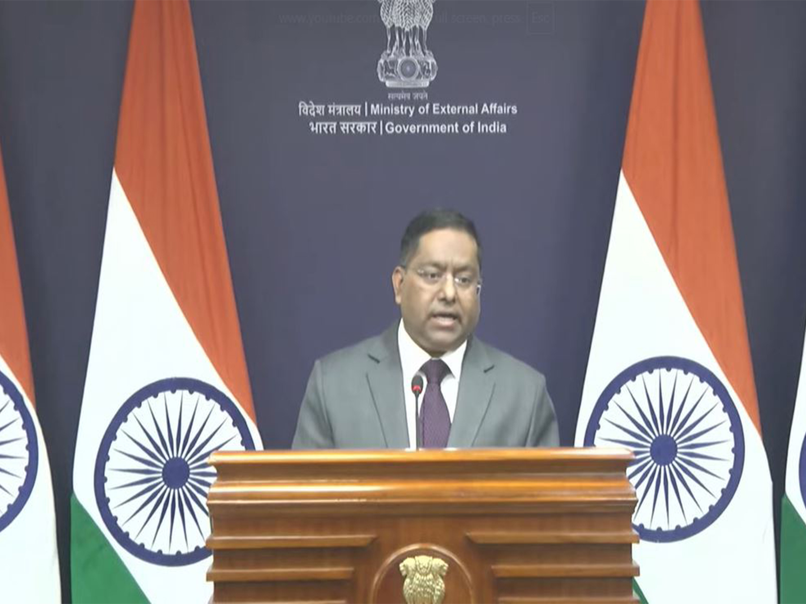 MEA Spokesperson Randhir Jaiswal (Photo: YouTube/MEA)