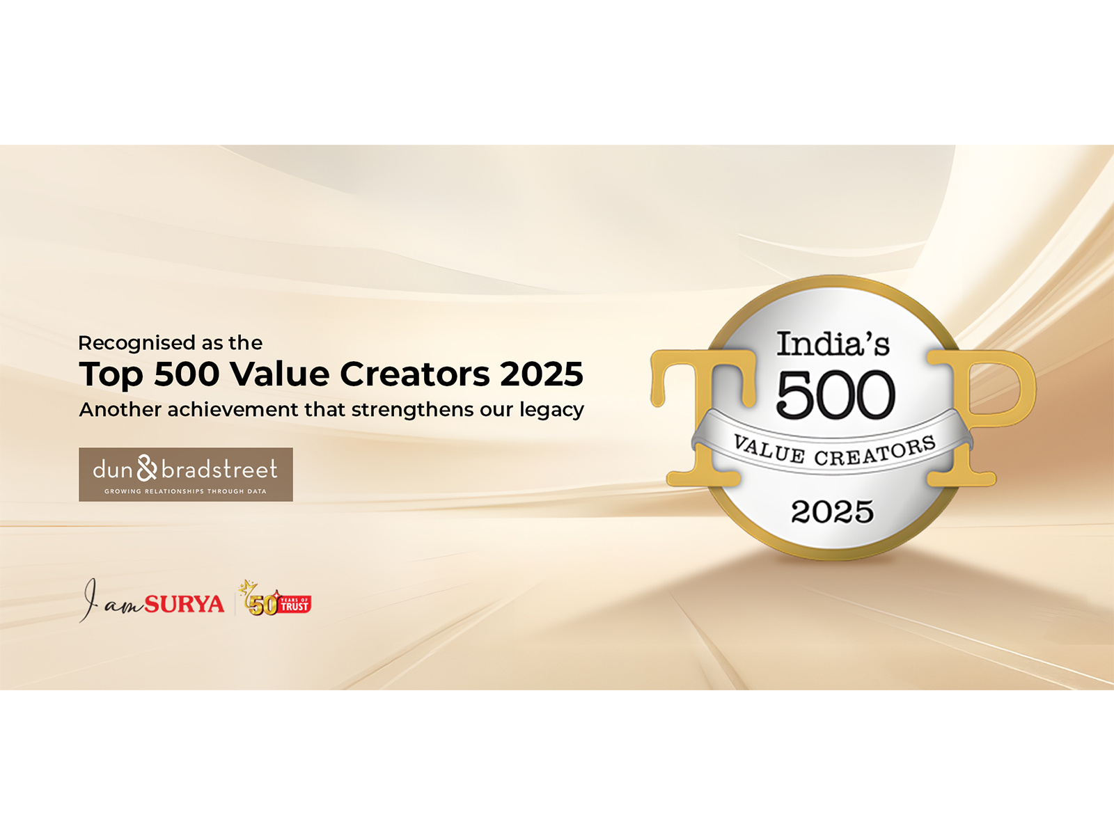 Surya Roshni Featured in Dun & Bradstreet’s ‘India’s Top 500 Value Creators 2025’
