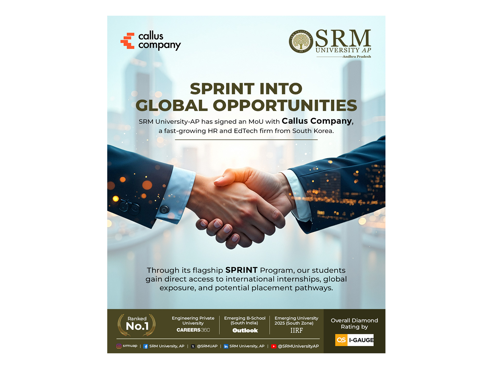 SRM University-AP joins hands with Callus Company, South Korea, launching its flagship SPRINT program