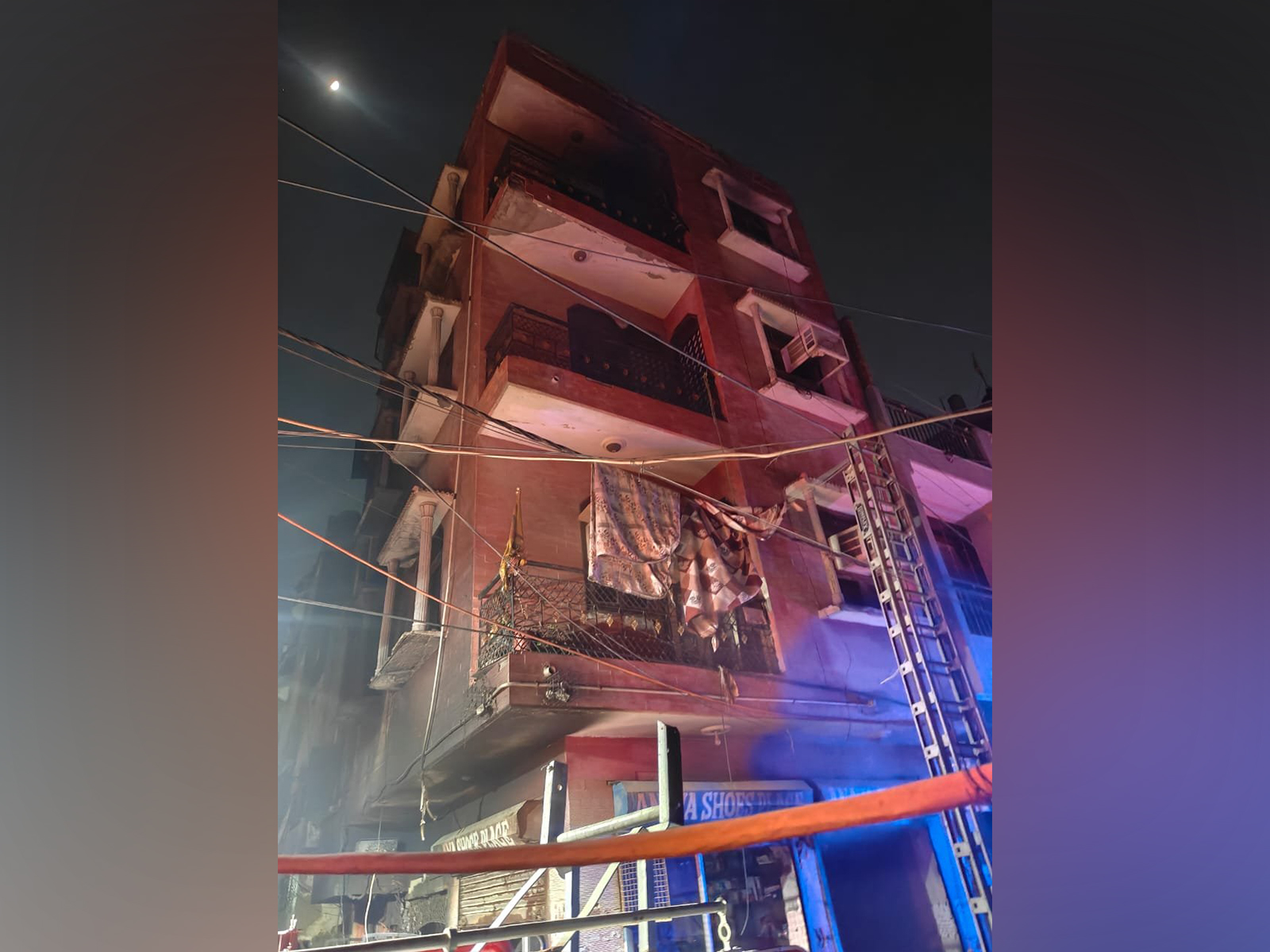 Fire at a four-storey building in Tigri Extension (Photo/ANI)