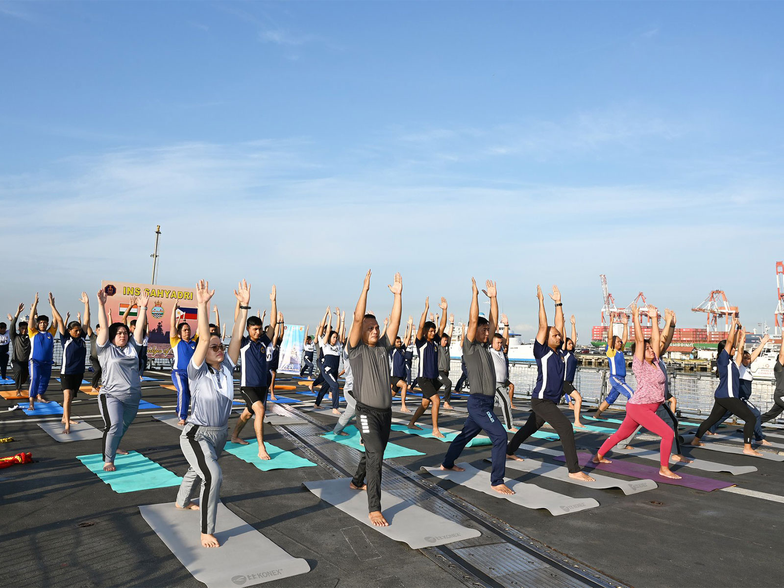 INS Sahyadri crew conducts joint Yoga session with Philippine Navy personnel (Photo/ X@IndianNavy)