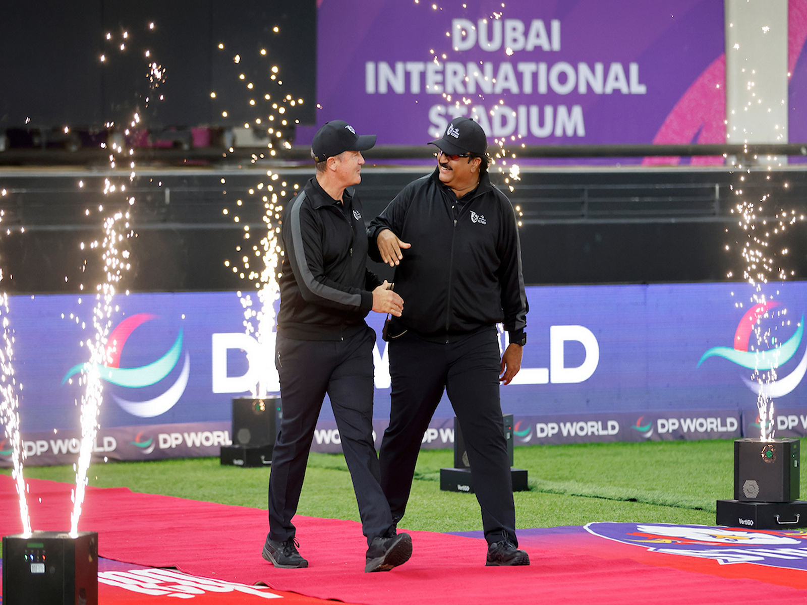 Umpires Simon Taufel and Shiju Mannil during ILT20 (Image: ILT20)