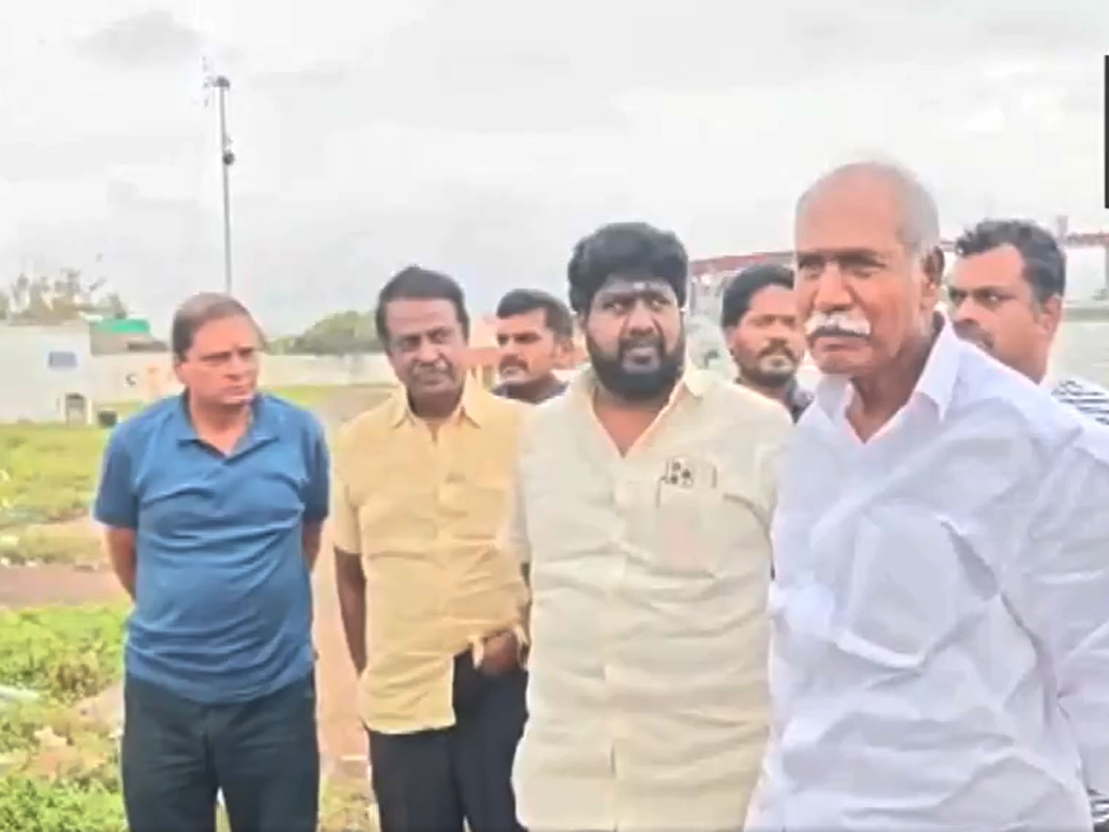 Puducherry CM N Rangaswamy reviews situation at Uppalam Harbour Beach (Photo/ANI)