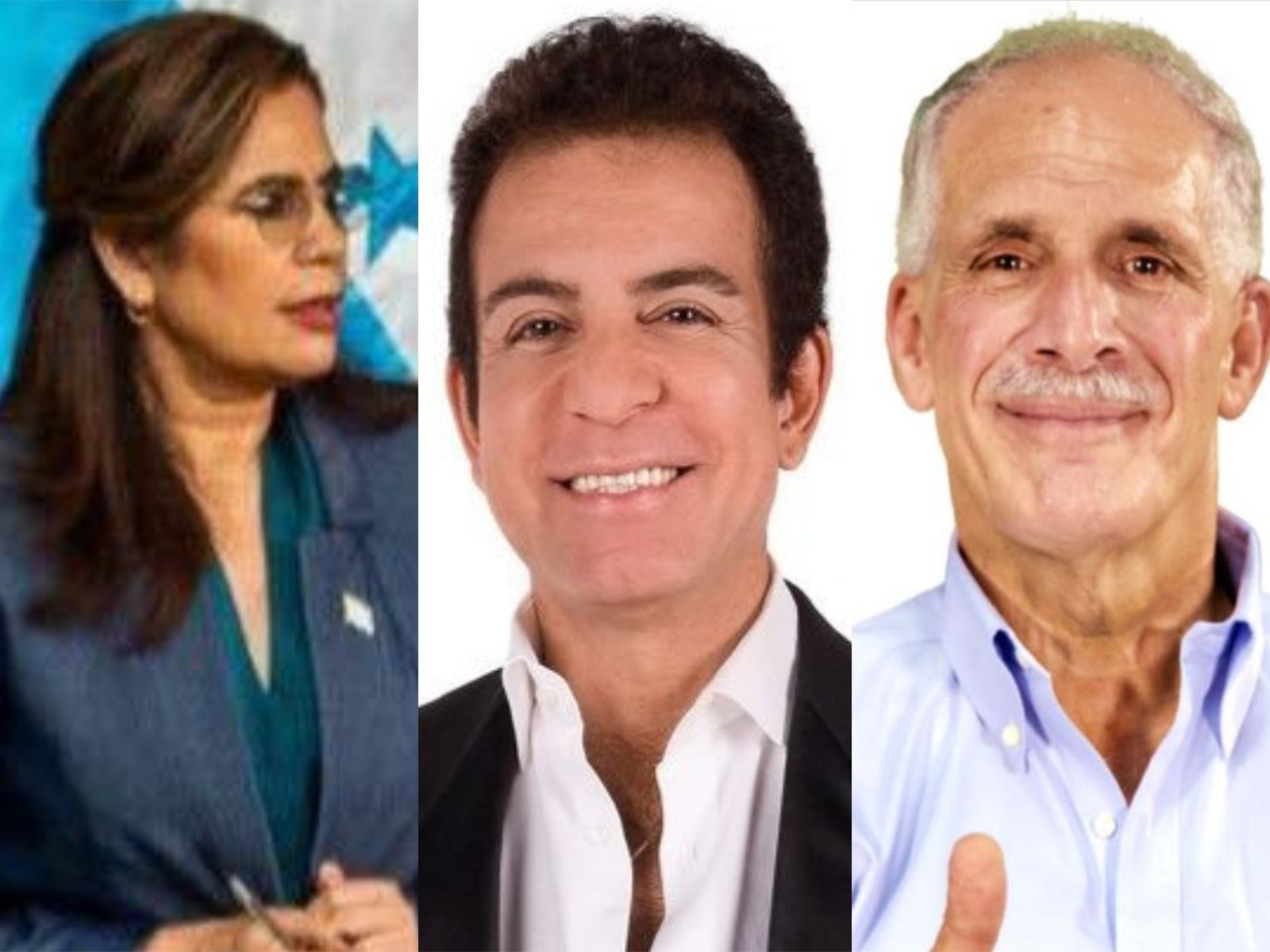 Rixi Moncada (left), Salvador Nasralla (centre), Nasry asfura (right) (Photo/Facebook/riximga/papialaorden/X/@SalvaPresidente)