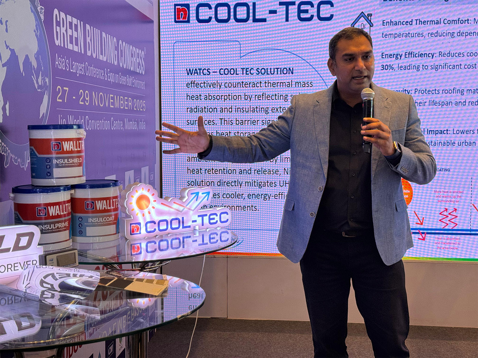 Mr. Mark Titus, President - Decorative Business, Nippon Paint India, announces the launch of the brand’s new ‘Beyond Paint’ sustainable surface engineering portfolio at IGBC Mumbai 2025