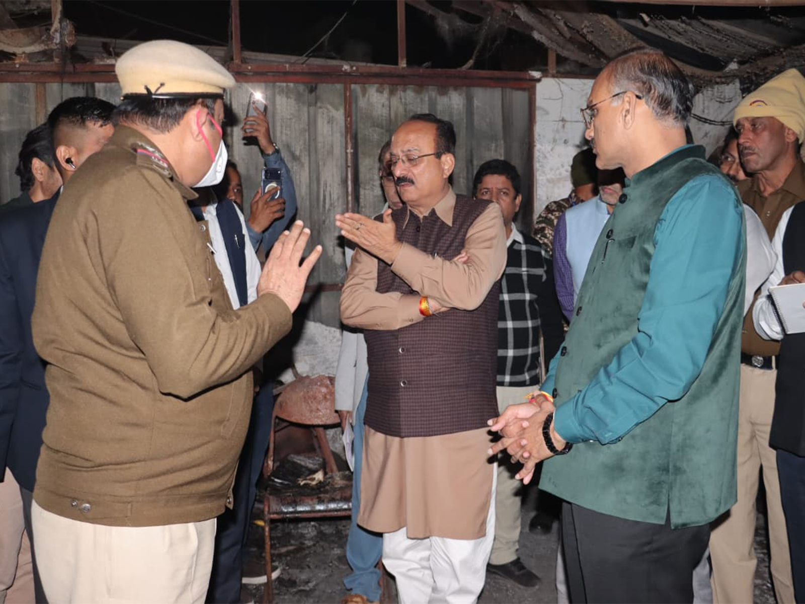 Delhi Minister Ashish Sood reviews Vasant Vihar night shelter blaze (Photo/ANI)