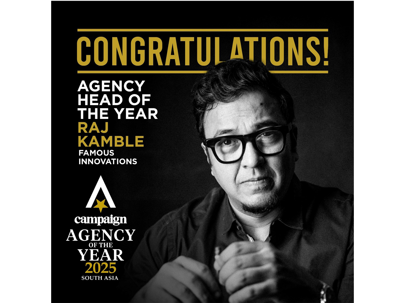 Ad veteran Raj Kamble receives highest honour at Campaign’s Agency of the Year Awards 2025