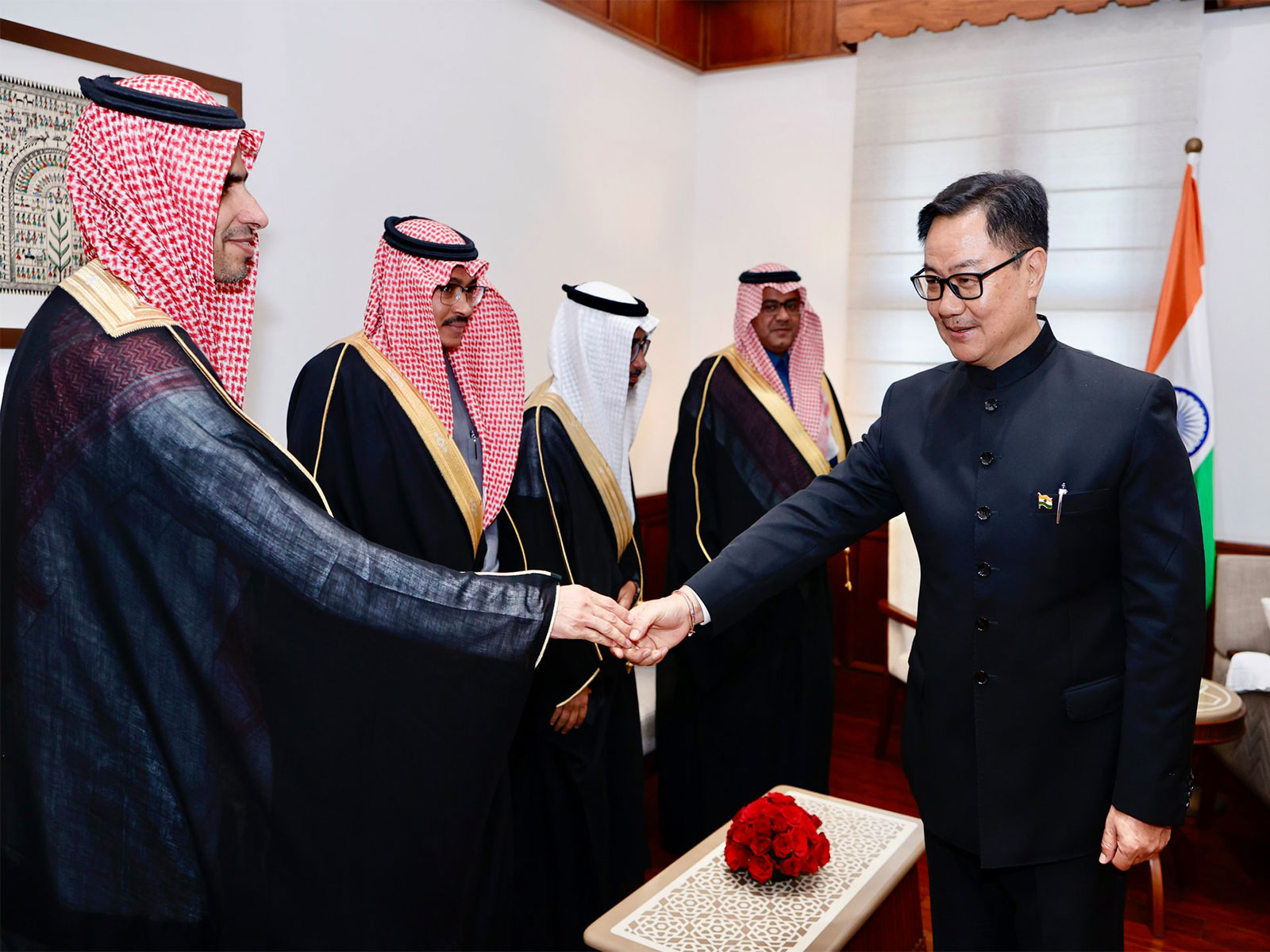 Union Minister Kiren Rijiju meets members of the Saudi Shura Council delegation. (Photo: X/@KirenRijiju)