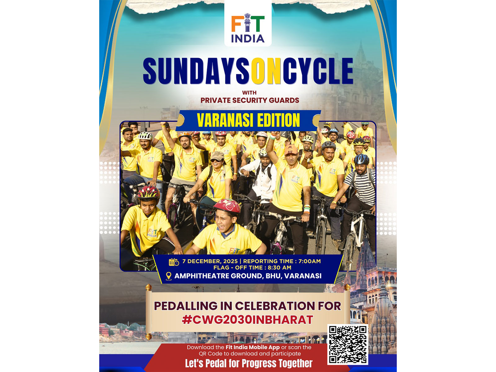 Fit India Sundays on Cycle in Varanasi. (Photo/Sai Media) 