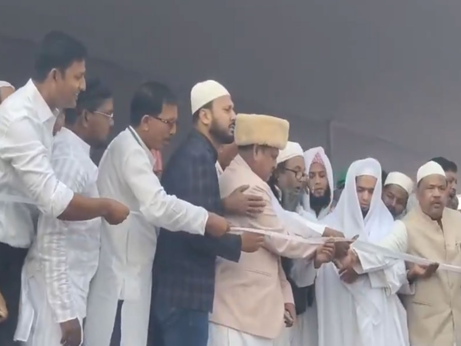 Suspended TMC MLA Humayun Kabir lays the foundation stone of Babri Masjid. (Photo/ANI) Suspended TMC MLA Humayun Kabir lays the foundation stone of Babri Masjid. (Photo/ANI)