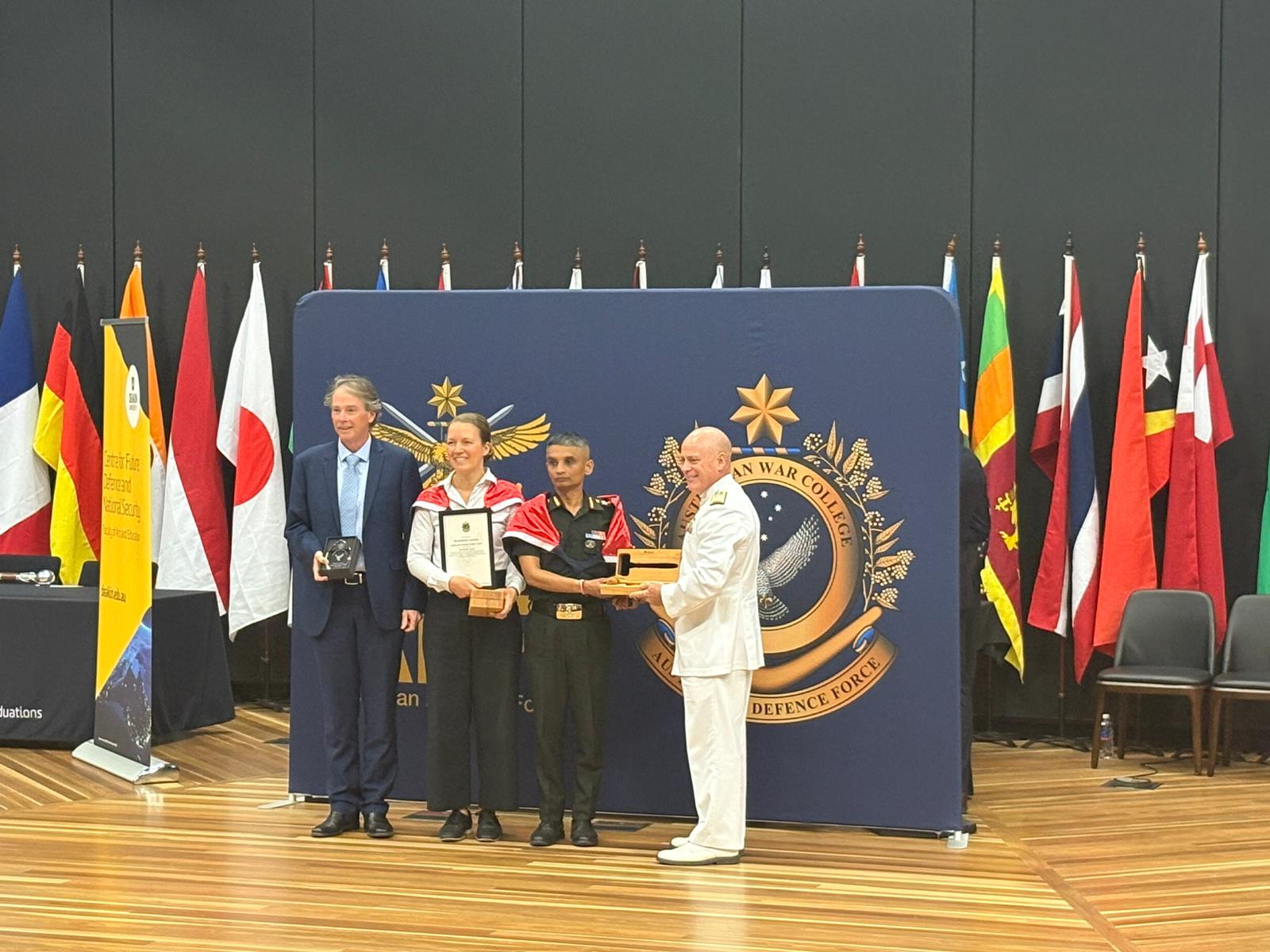 Col Prateek Roy receives Geddes Gavel Award (Photo/ X@HCICanberra) 