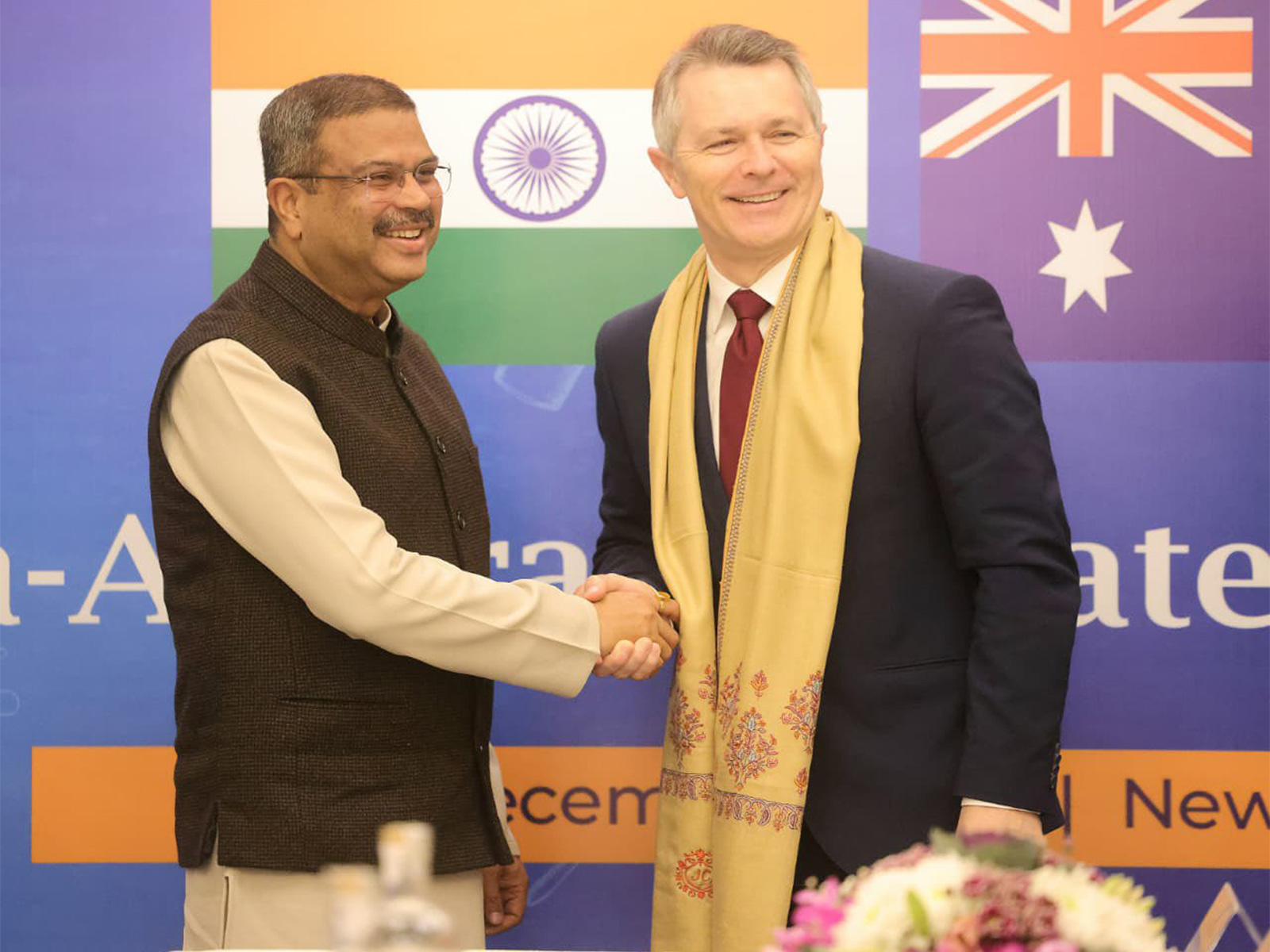 Minister of Education Dharmendra Pradhan with his Australian counterparts, Jason Clare (Photo:X/@dpradhanbjp)