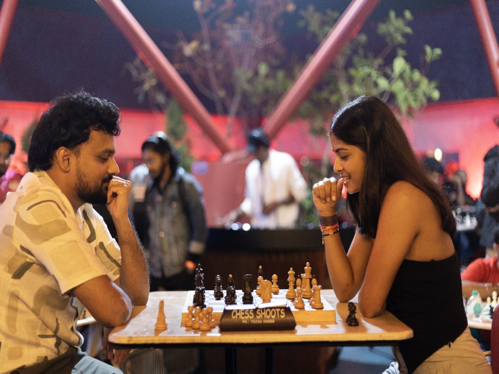 Shreyanka Patil (left) playing chess. (Photo: GCL)