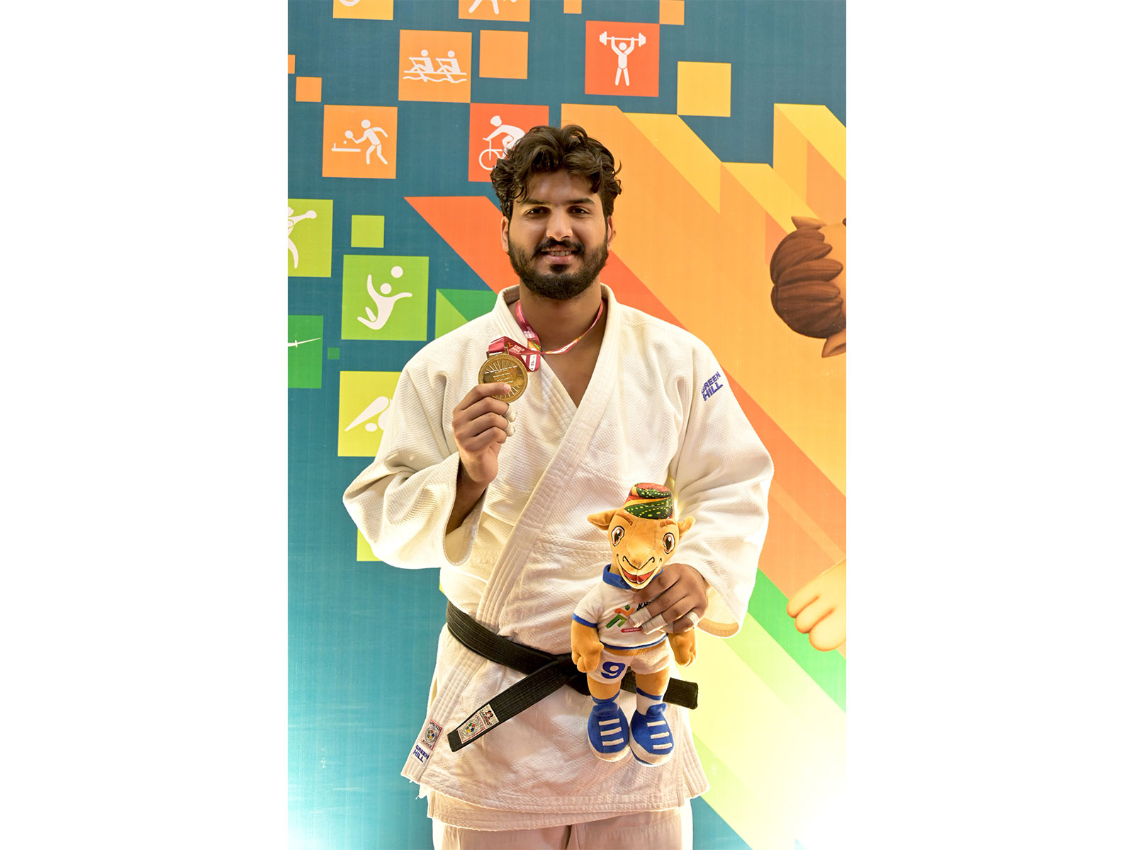 Judoka Ritik Sharma after winning gold medal at Khelo India University Games 2025 (Image: SAI media)