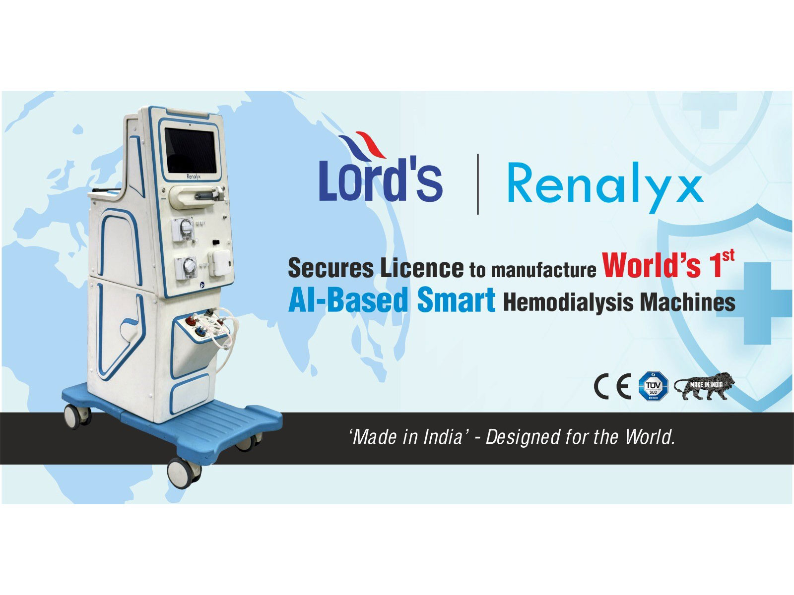 Lords Mark Renalyx Wins Licence to Make Class C World’s First AI-Based Smart HemoDialysis Machines, Becomes World’s 6th CE-Certified Brand