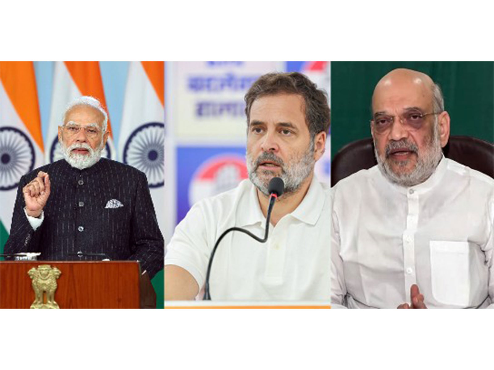 PM Modi, Rahul Gandhi & HM Amit Shah (File Photo/ANI)