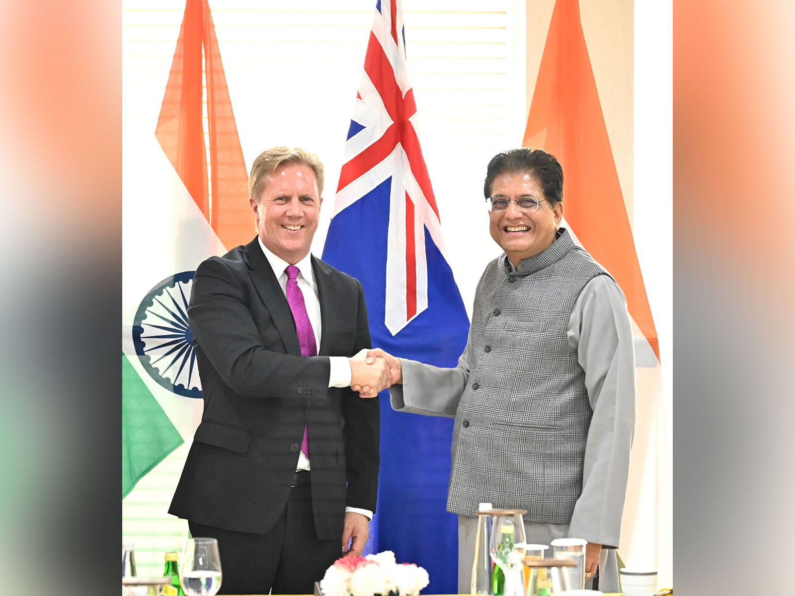 Piyush Goyal, Union Minister of Commerce and Industry with Todd McClay, New Zealand’s Minister of Trade and Investment (Photo/@PiyushGoyal)