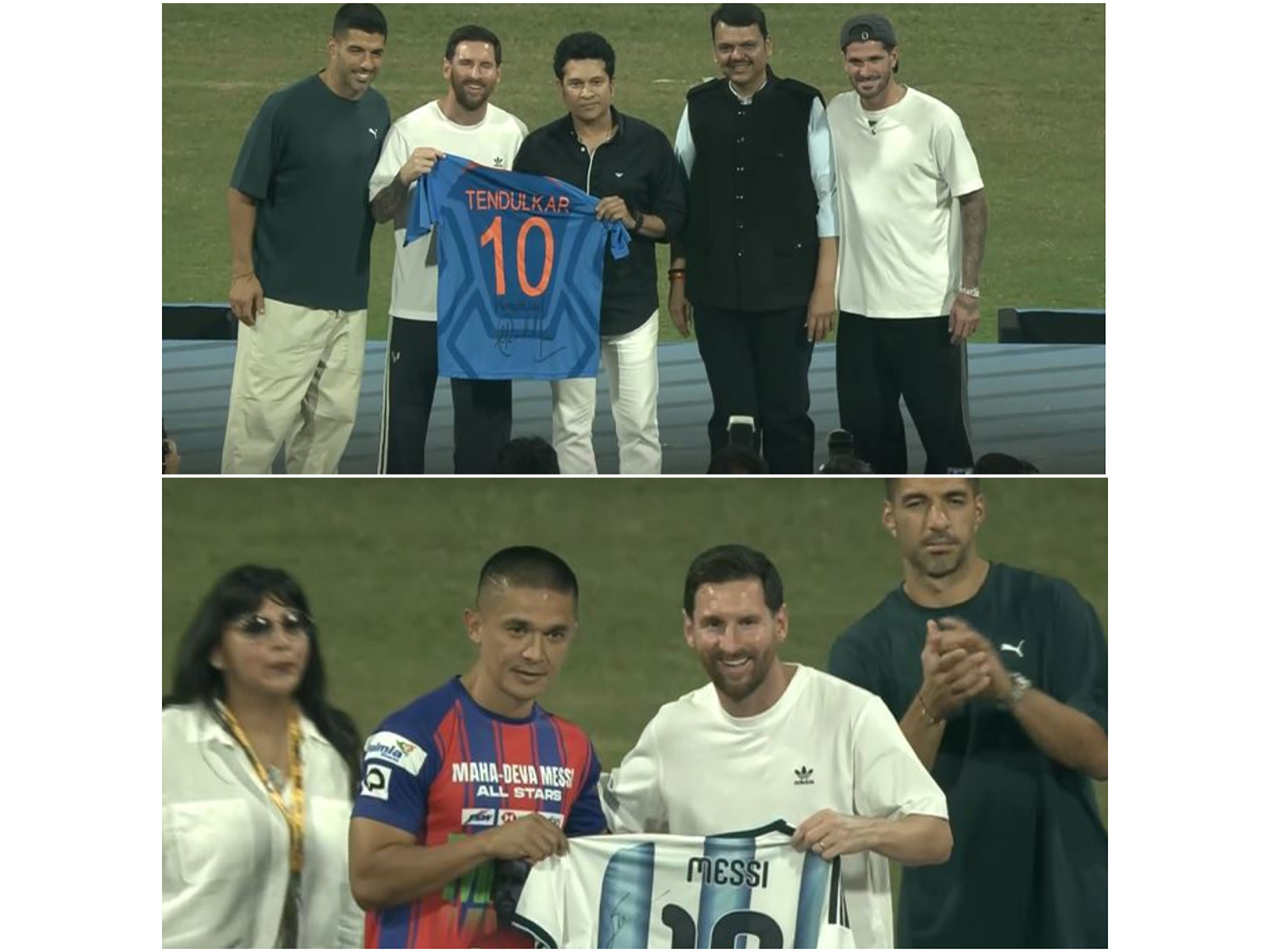 Lionel Messi meeting Sachin Tendulkar and Sunil Chhetri. (Photo: DD Sports)