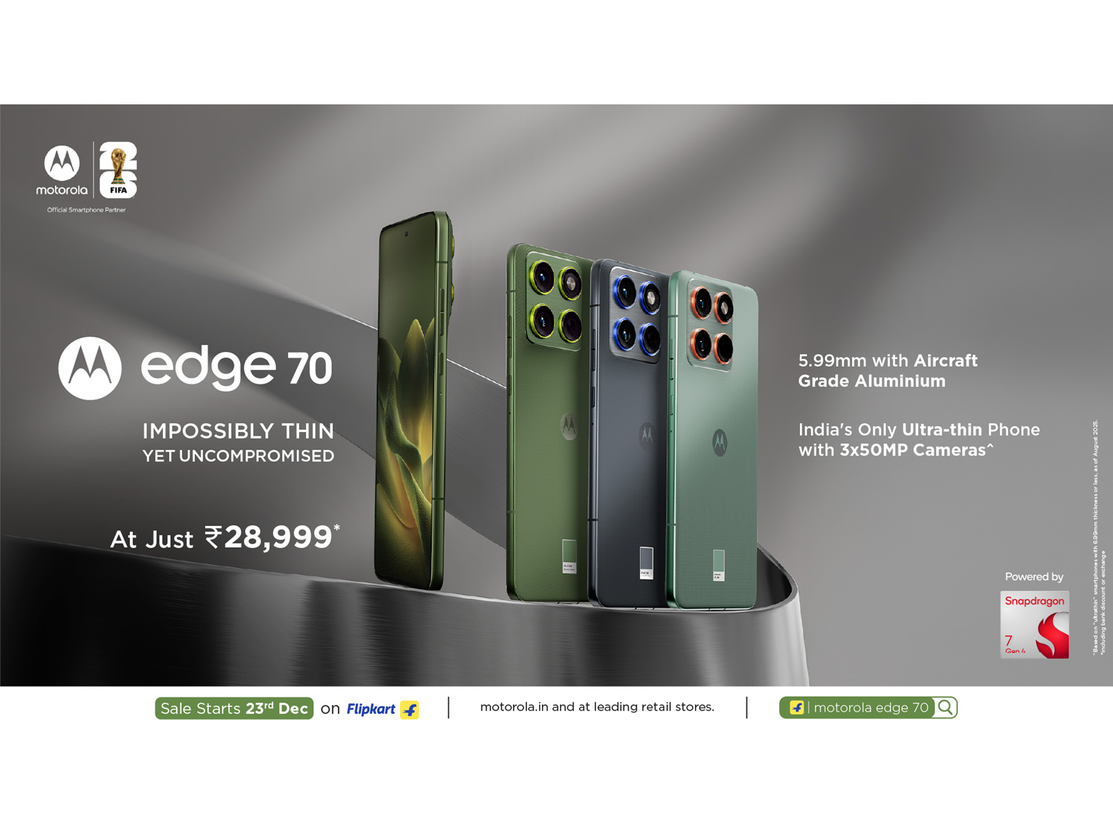 motorola edge 70: ultra-thin design with triple 50MP cameras at Rs. 28,999*  