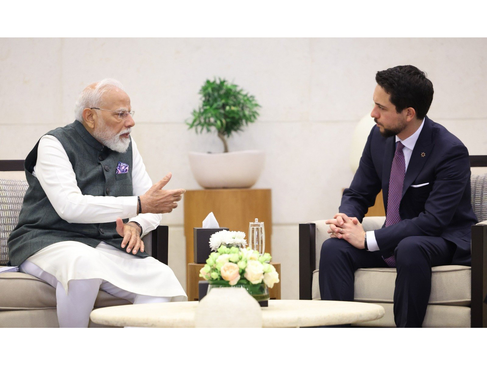 Prime Minister Narendra Modi with Jordan’s Crown Prince Al-Hussein bin Abdullah II during his visit to Jordan. (Photo: X/@narendramodi)