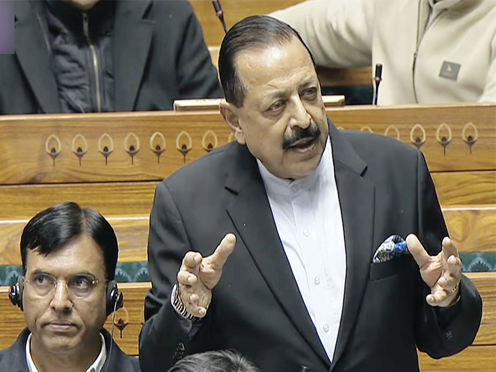 Union MoS Jitendra Singh speaks in Lok Sabha during the winter session of Parliament. (Photo/ANI)