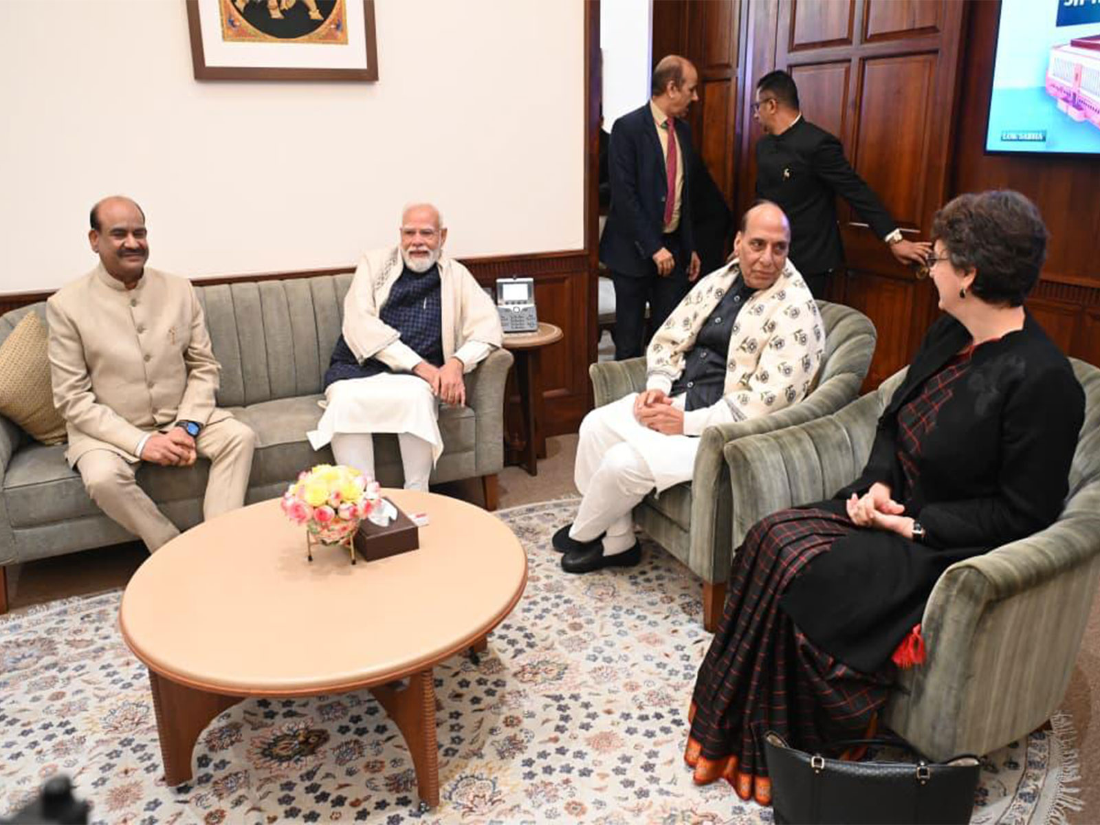 Lok Sabha speaker Om Birla meets party leaders  (Photo/ANI)