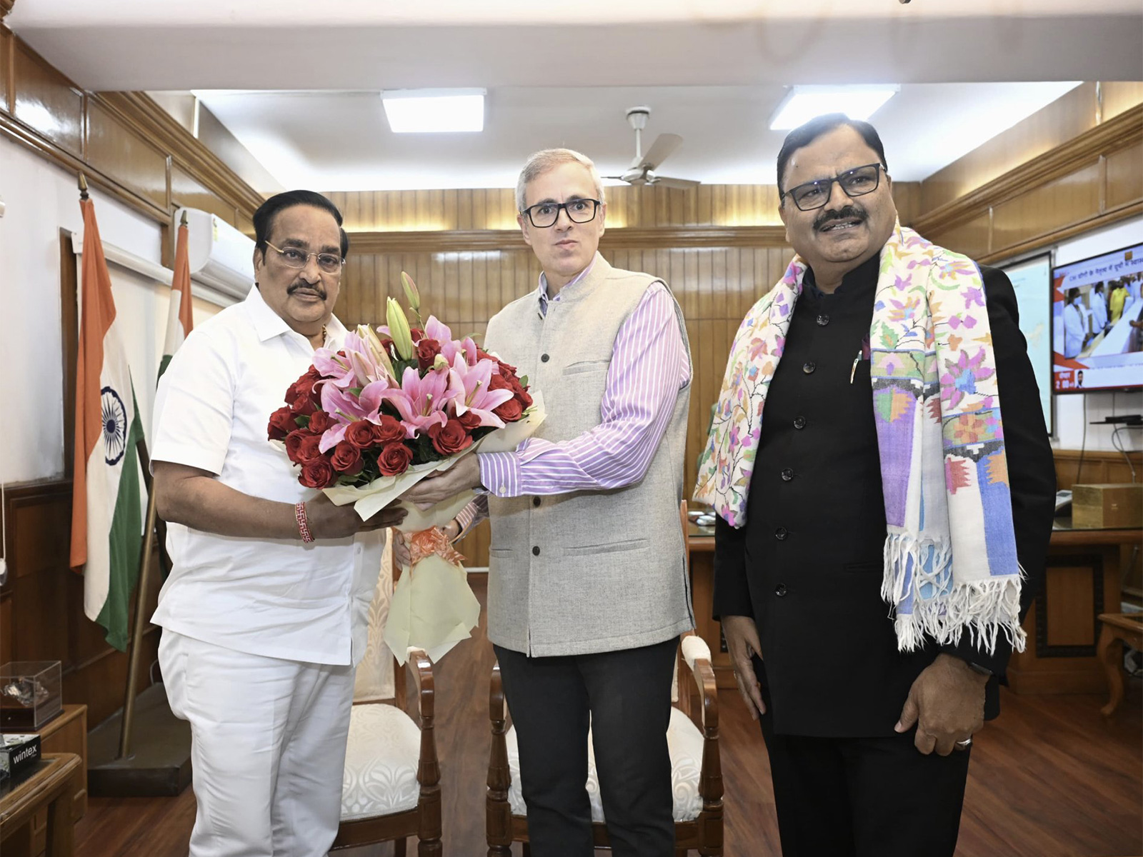 J&K CM meets Union Jal Shakti Minister CR Patil (Photo/ANI)
