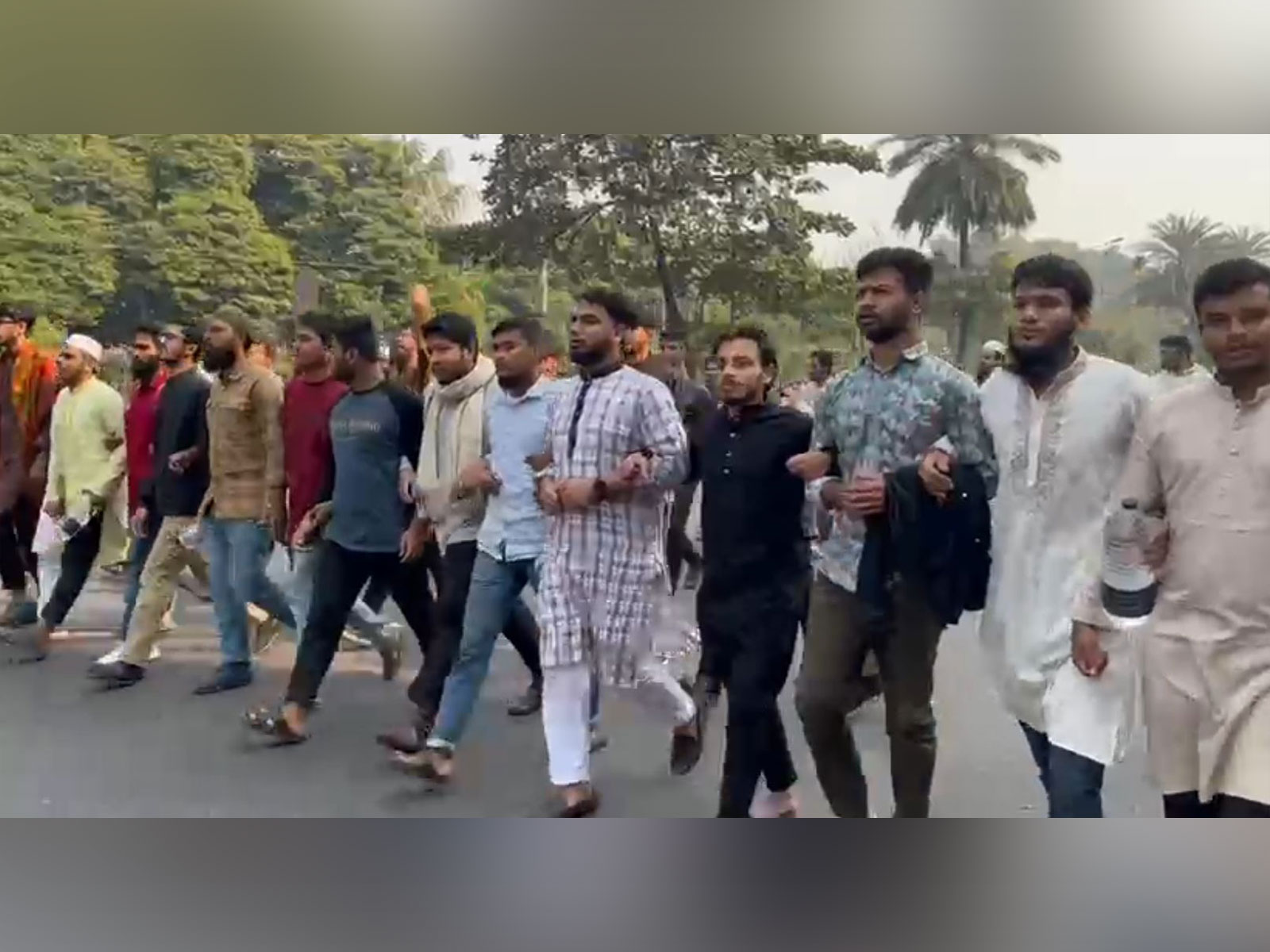 Inqilab Moncho supporters gather for Osman Hadi's funeral in Dhaka (Photo/ANI) Inqilab Moncho supporters gather for Osman Hadi's funeral in Dhaka (Photo/ANI)
