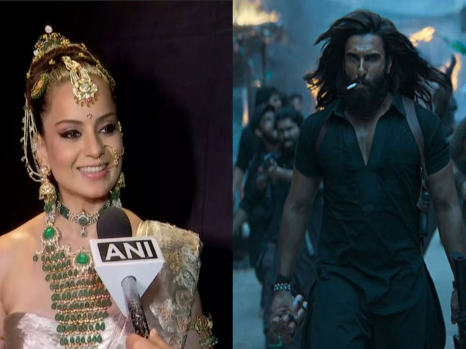 Kangana Ranaut (L) Dhurandhar poster (R) (File photo/ANI, instagram@ranveersingh) Kangana Ranaut (L) Dhurandhar poster (R) (File photo/ANI, instagram@ranveersingh)