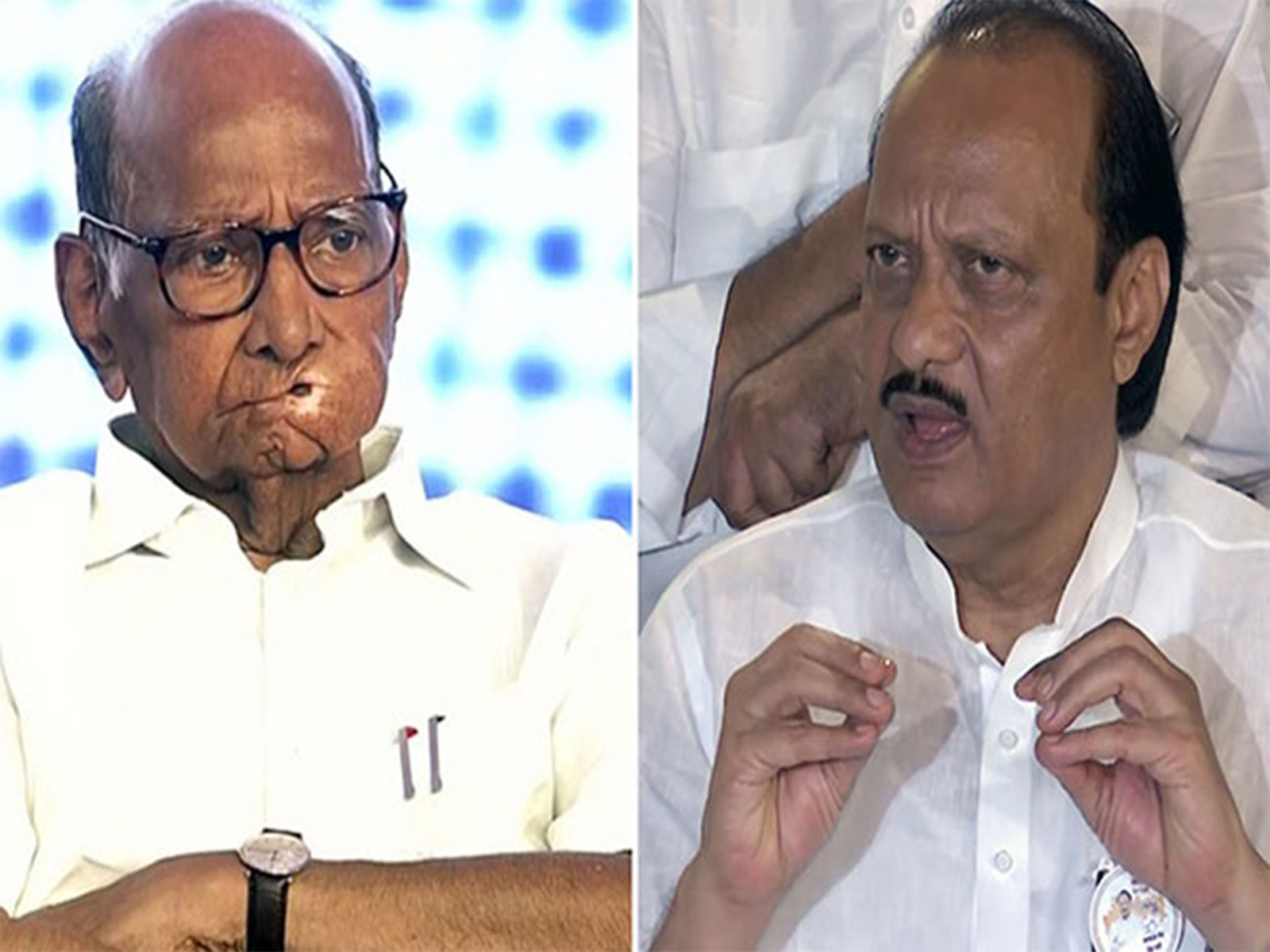 Sharad Pawar (Left), Ajit Pawar (Right) (File Photo/ANI)