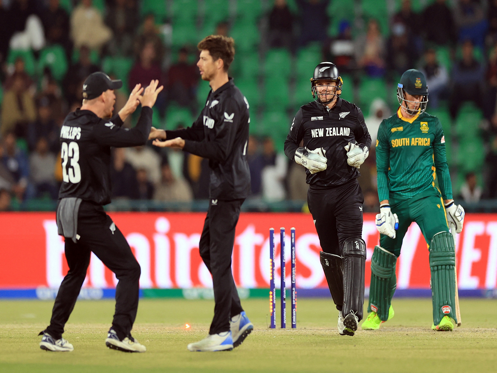 Mitchell Santner celebrating with his teammates (Photo: ANI)