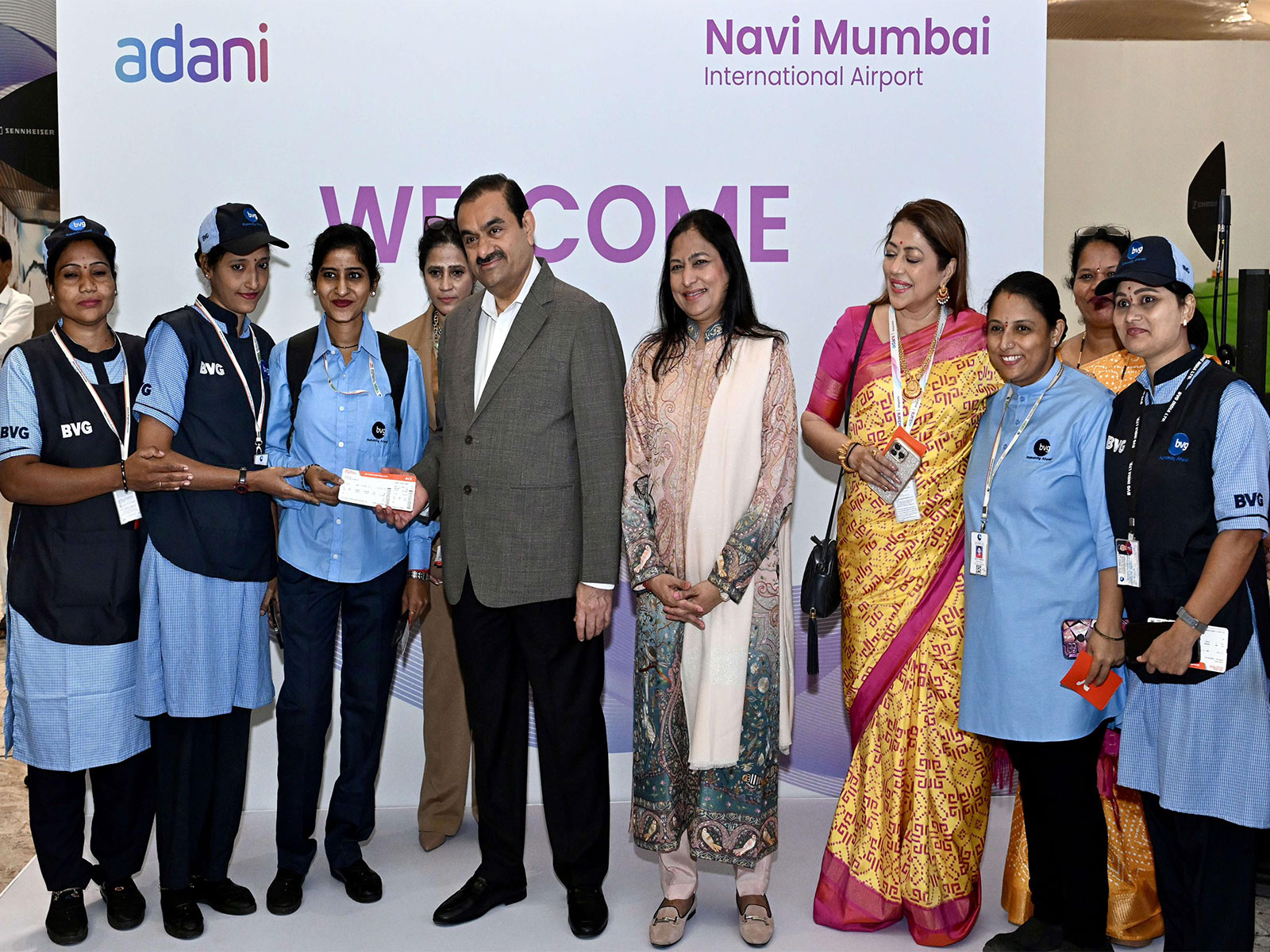 Gautam Adani personally welcomed passengers from the inaugural flight. (Photo: ANI)